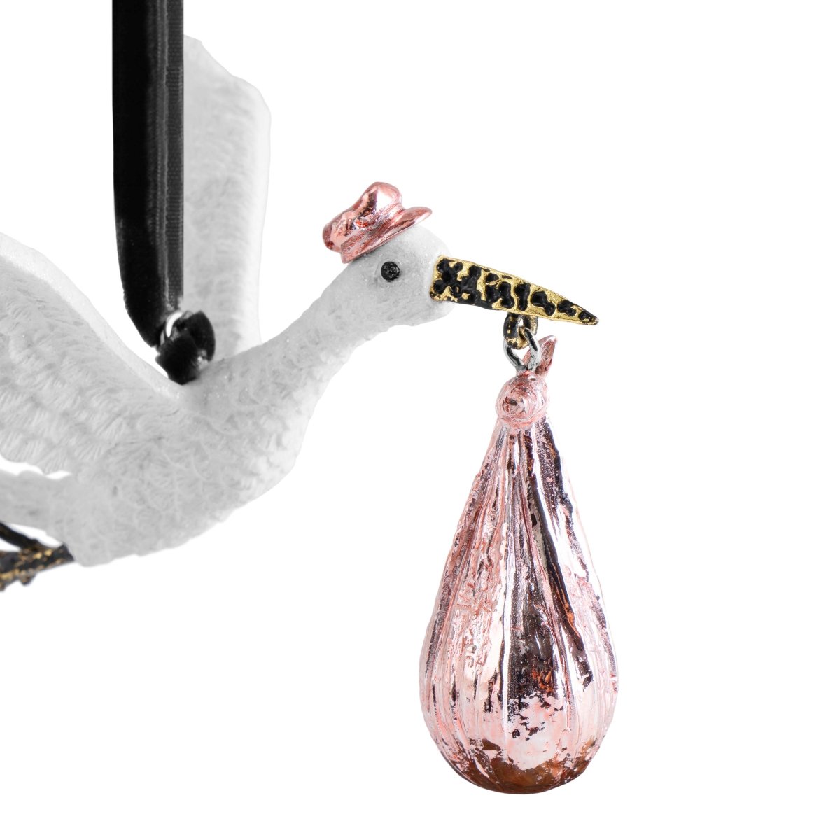 Stork Ornament - Handmade Christmas Tree Decoration for Holiday Home Decor | Perfect for Baby Showers, Nurseries & Winter Festivals