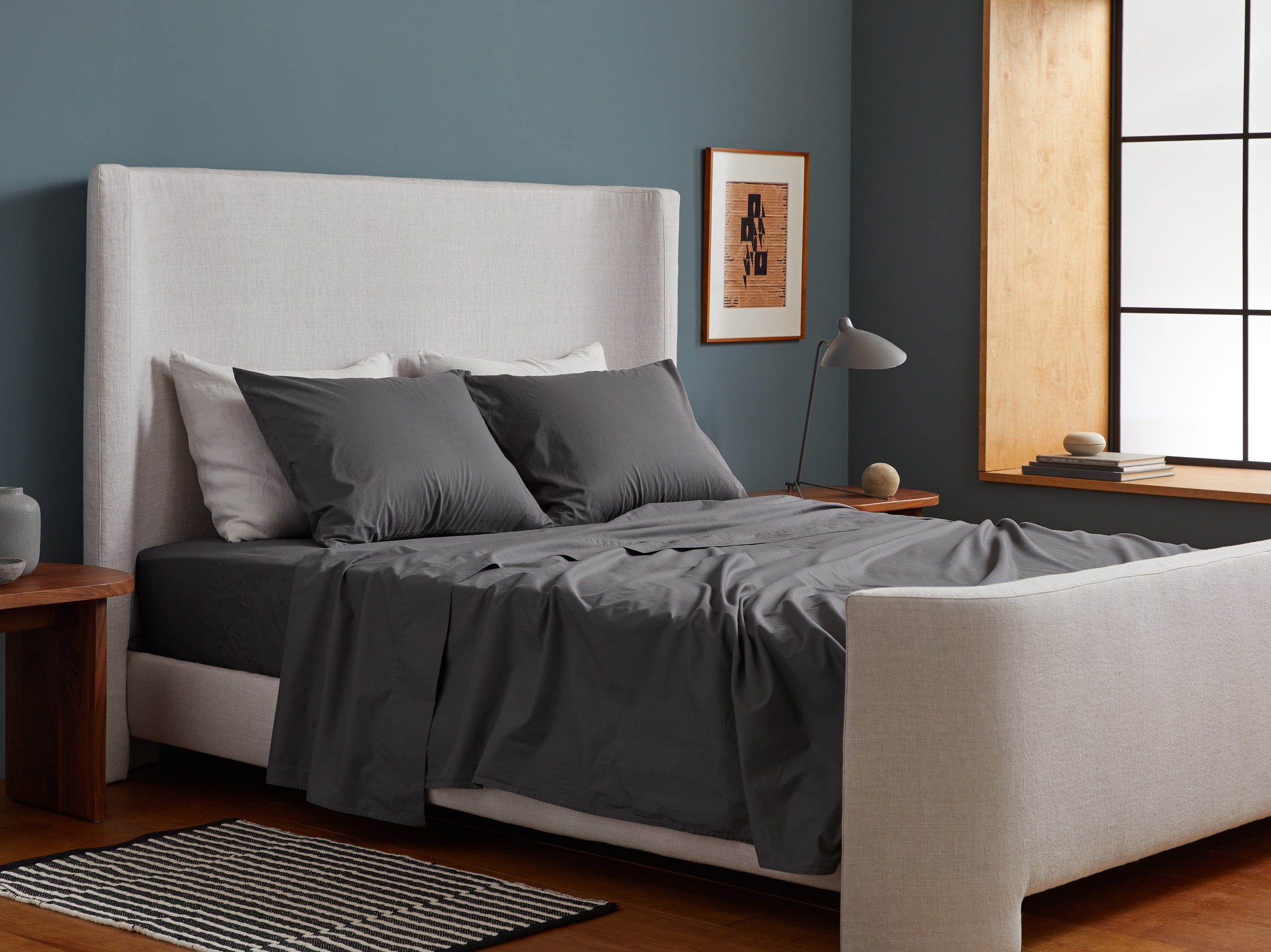 Premium Percale Venice Sheet Set - Slate Full/Queen Size - Ultra Soft & Breathable Bedding for Comfortable Sleep - Perfect for Home, Hotel, or Guest Room Use