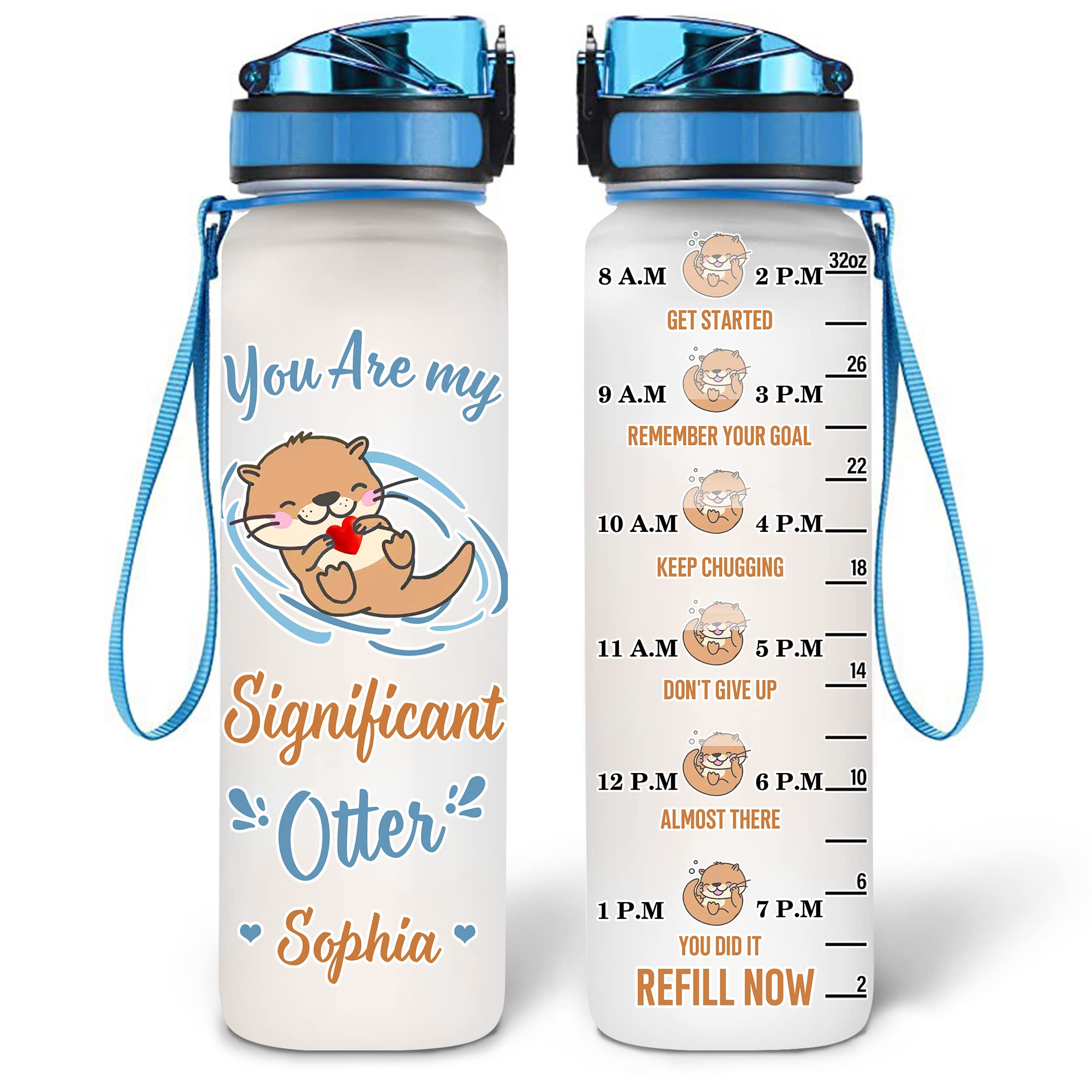 HYTURTLE Personalized 'You Are My Significant Otter' 32oz Motivational Water Bottle with Time Marker - Custom Otter Lover Gift for Women, Moms, Birthday & Mother's Day - Perfect for Workouts, Office & Outdoor Activities