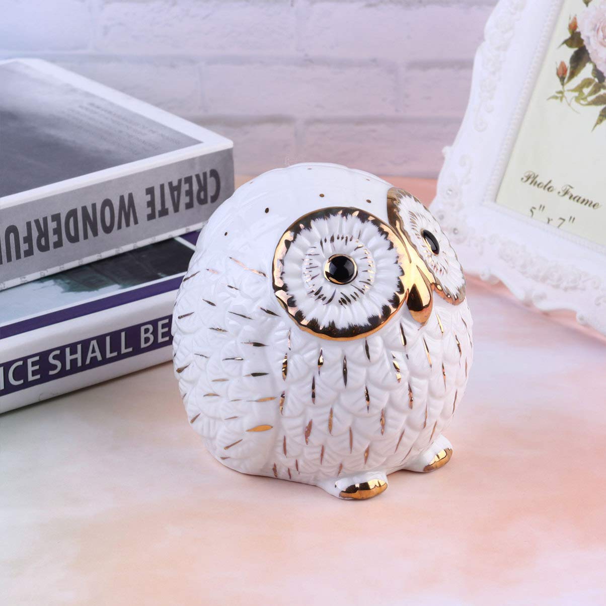 BESPORTBLE Ceramic Owl Piggy Bank - Cute Money Saving Box for Kids & Adults | Perfect Home Decor & Gift Idea for Birthdays, Christmas | Desktop Decoration for Office & Bedroom