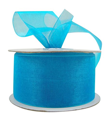 Ribbon Bazaar Sheer Organza 7/8 inch Turquoise 25 Yards - 100% Nylon Ribbon for Gift Wrapping, Wedding Decorations & Craft Projects