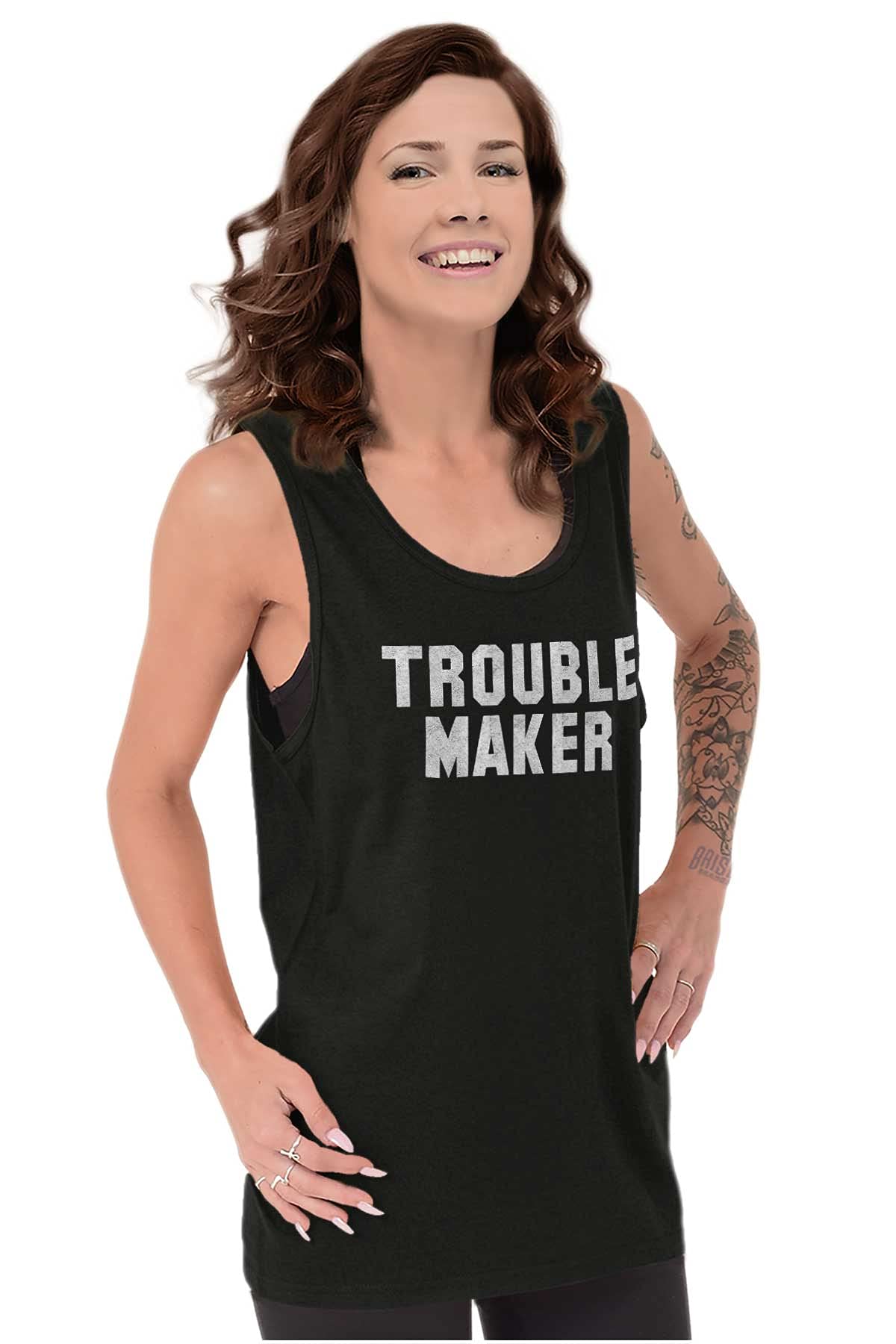 Rebel College Party Tank Top for Men & Women - Trouble Maker Graphic Tee - Perfect for Frat Parties, Concerts & Casual Outings