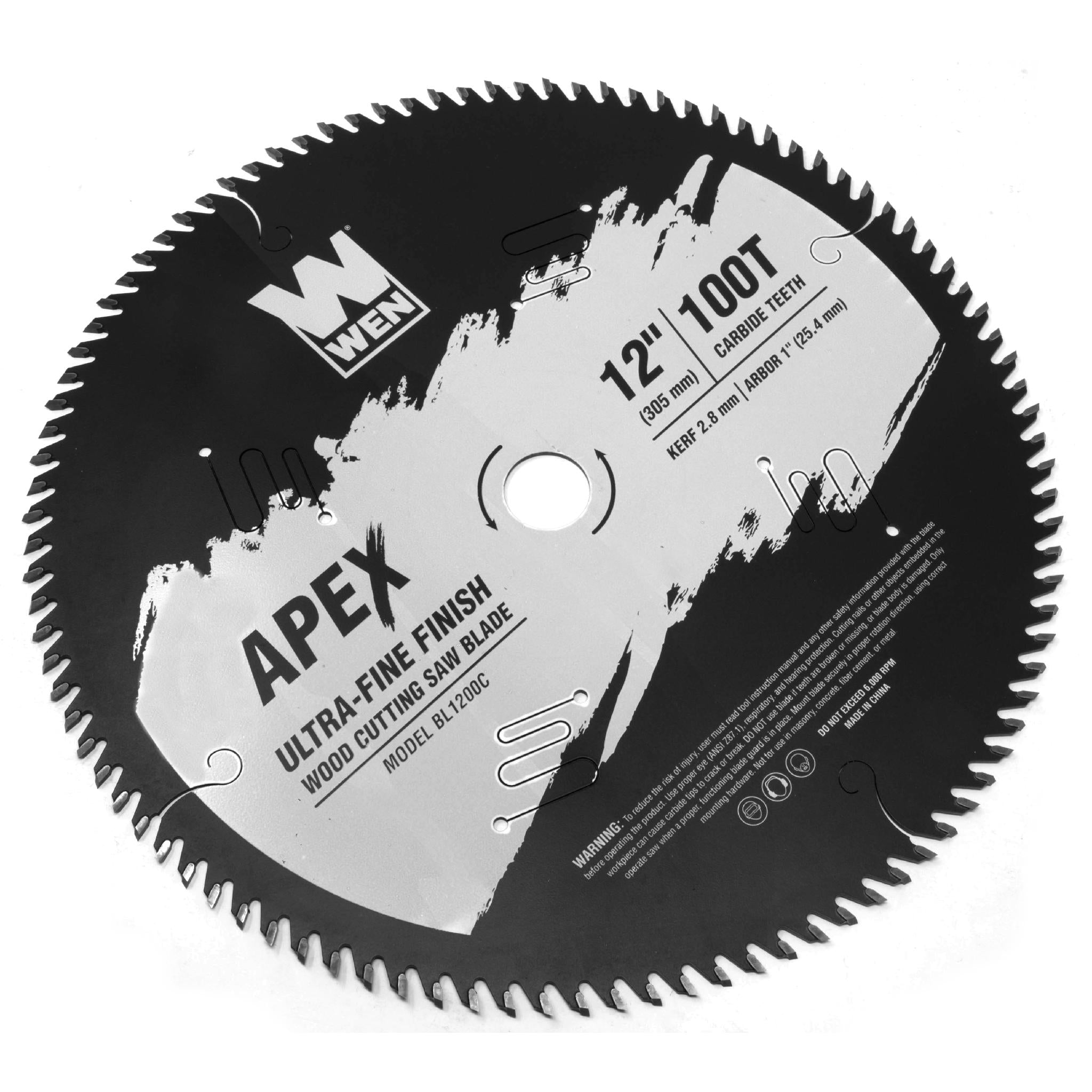 WEN BL1200C 12-Inch 100-Tooth Carbide Tipped Woodworking Saw Blade - Ultra Fine Finish, Industrial Grade with Cool Cut Coating | Perfect for Cabinet Making, Trim Work & Fine Woodworking Projects