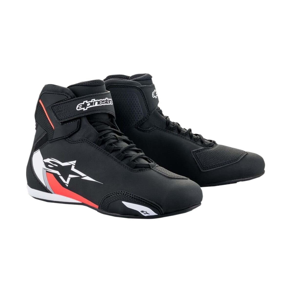 Alpinestars Sektor Shoes Men's Size 11.5 - Black/White/Red Motorcycle Riding Boots for Street & Racing - Durable Protection & Comfort for Bikers