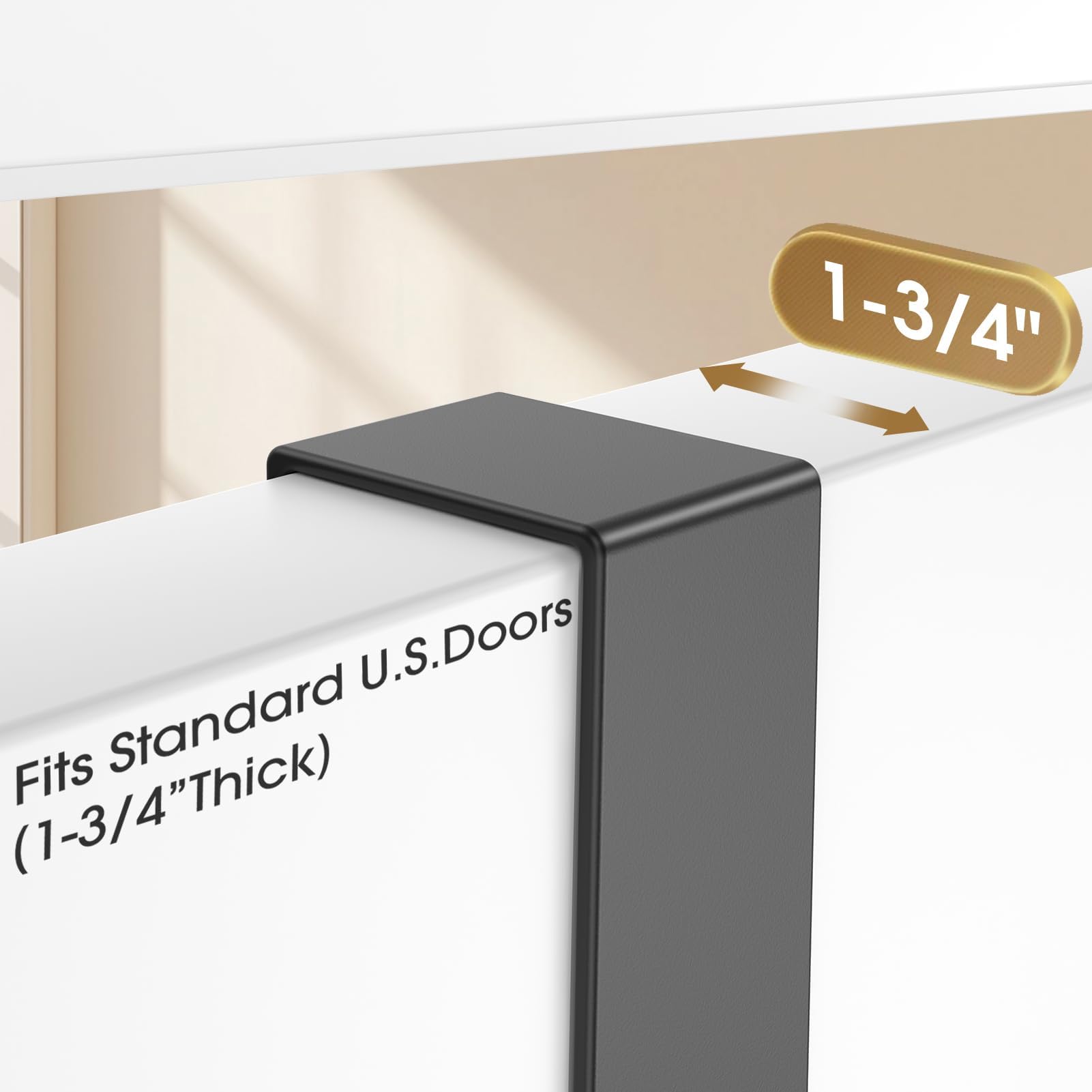 Over The Door Hooks Hanger - 2 Pack with Extended Brackets for Easy Installation - Matte Black Bathroom Towel Rack Organizer - Perfect for Bathroom, Bedroom, and Closet Storage Organization