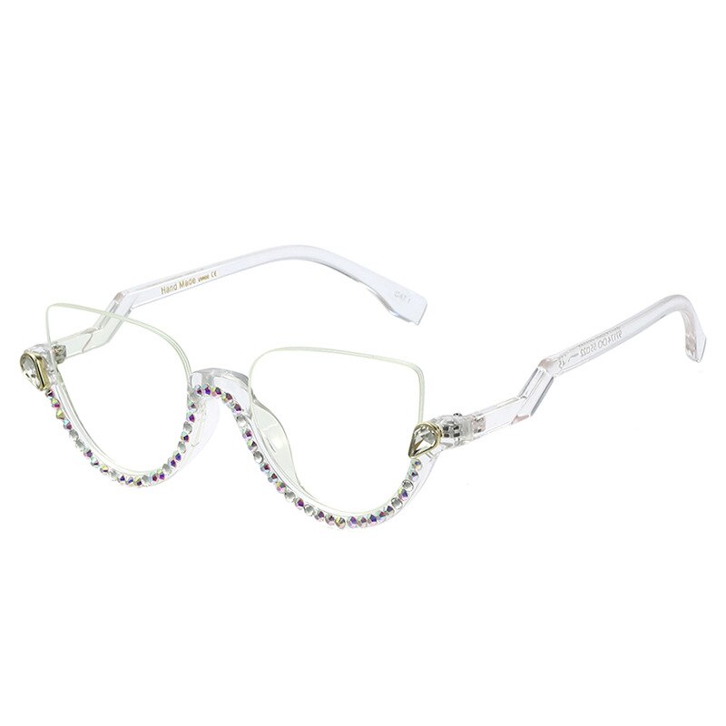 CCspace Women's Semi Rimless TR90 Titanium Jeweled Frame Eyeglasses 45159 - Lightweight & Durable Eyewear for Work, Reading & Fashion