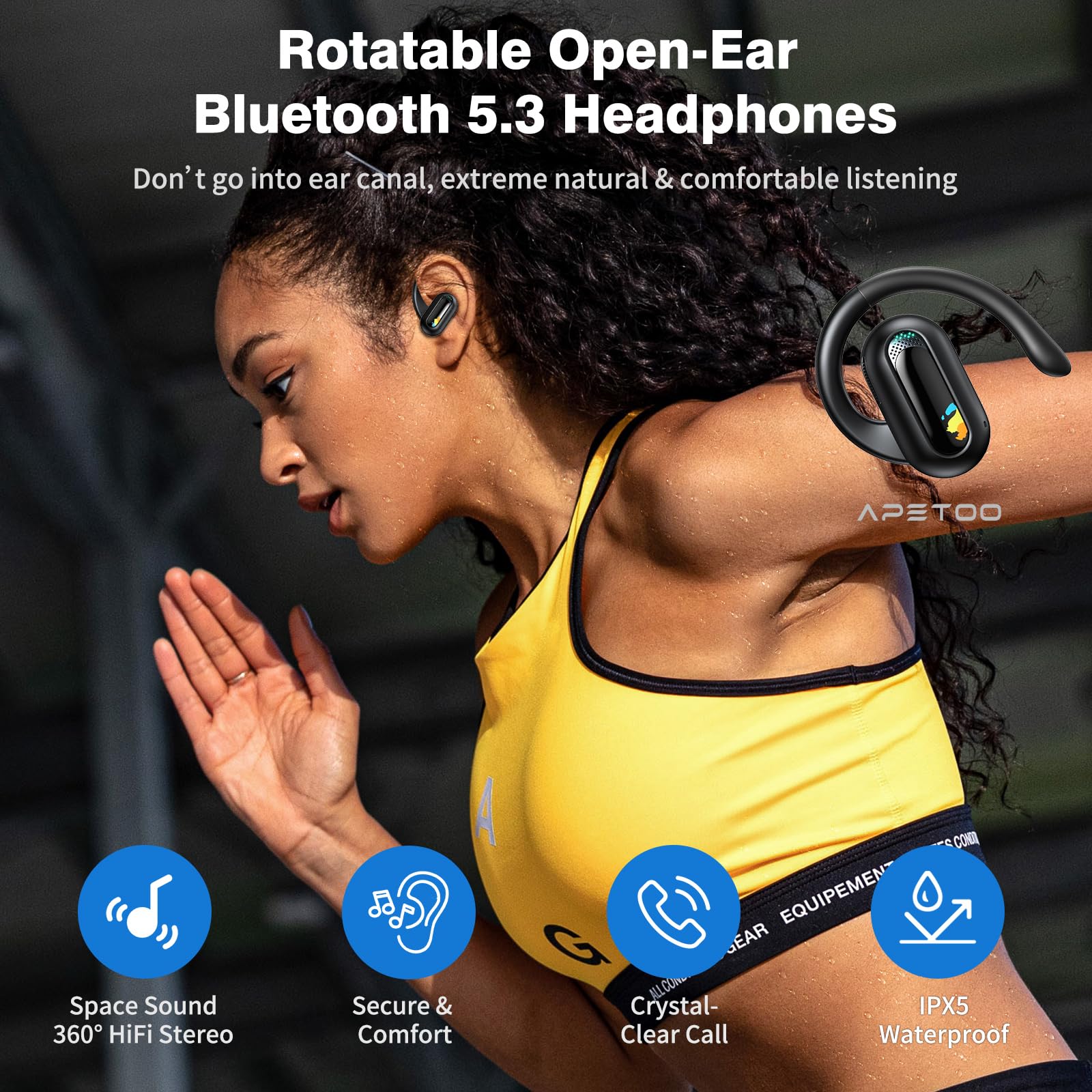 APETOO Kids Headphones Wireless Bluetooth 5.3 Open Ear Earbuds for Children Teens - Safe Comfortable Over-Ear Headset for School, Travel, Airplane, Kindle, Tablet & Smartphone Use