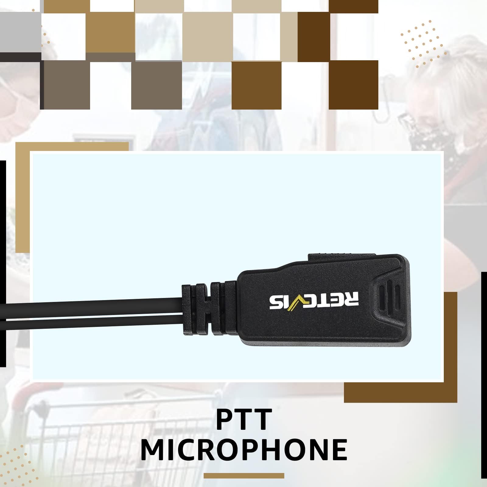 Retevis In-Ear Walkie Talkie Earpiece with Microphone - 2 Pack Coil Tube 2 Pin Headset for Motorola CP100D CP185 CP200 CP200D GP300 GP2000 BRP40 A8 HYT TC610 Two Way Radios - Perfect for Security Guards, Construction Workers & Event Staff Communication