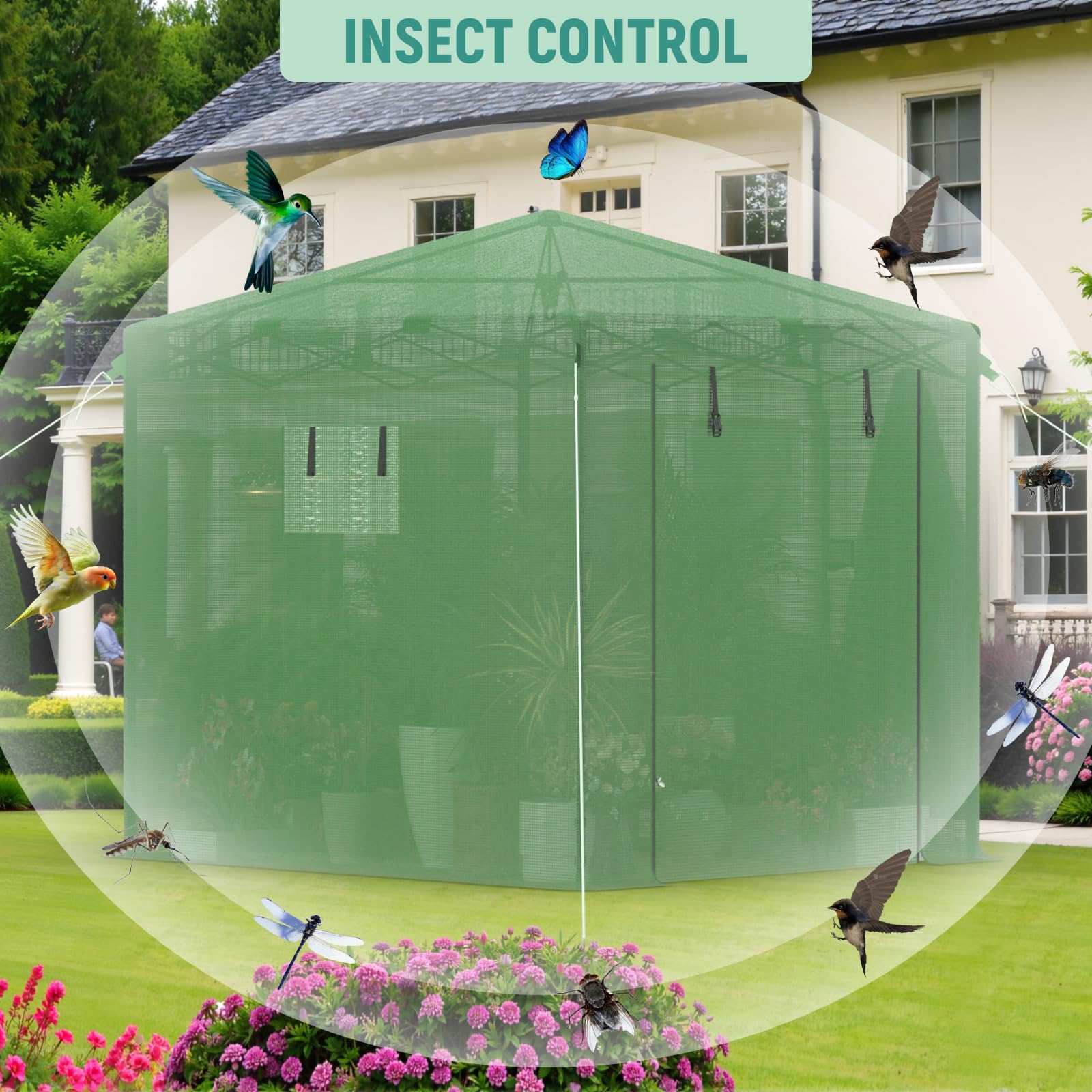 8x6 Pop Up Greenhouse for Outdoor Gardening - Portable Walk-in Plant Greenhouse Kit for Winter Protection - Easy Setup in Minutes - Perfect for Backyards, Patios & Balconies
