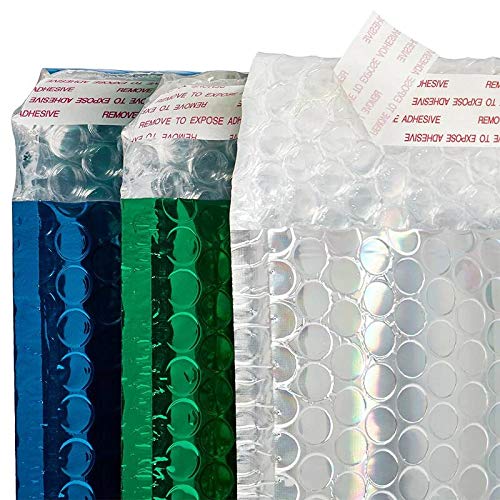 Metallic Colored Padded Envelopes 6x6.5 Inches - 100 Pack Iridescent Bubble Mailers for Shipping, Mailing & Gift Packaging (6x6.5 Inch, 100 Count)