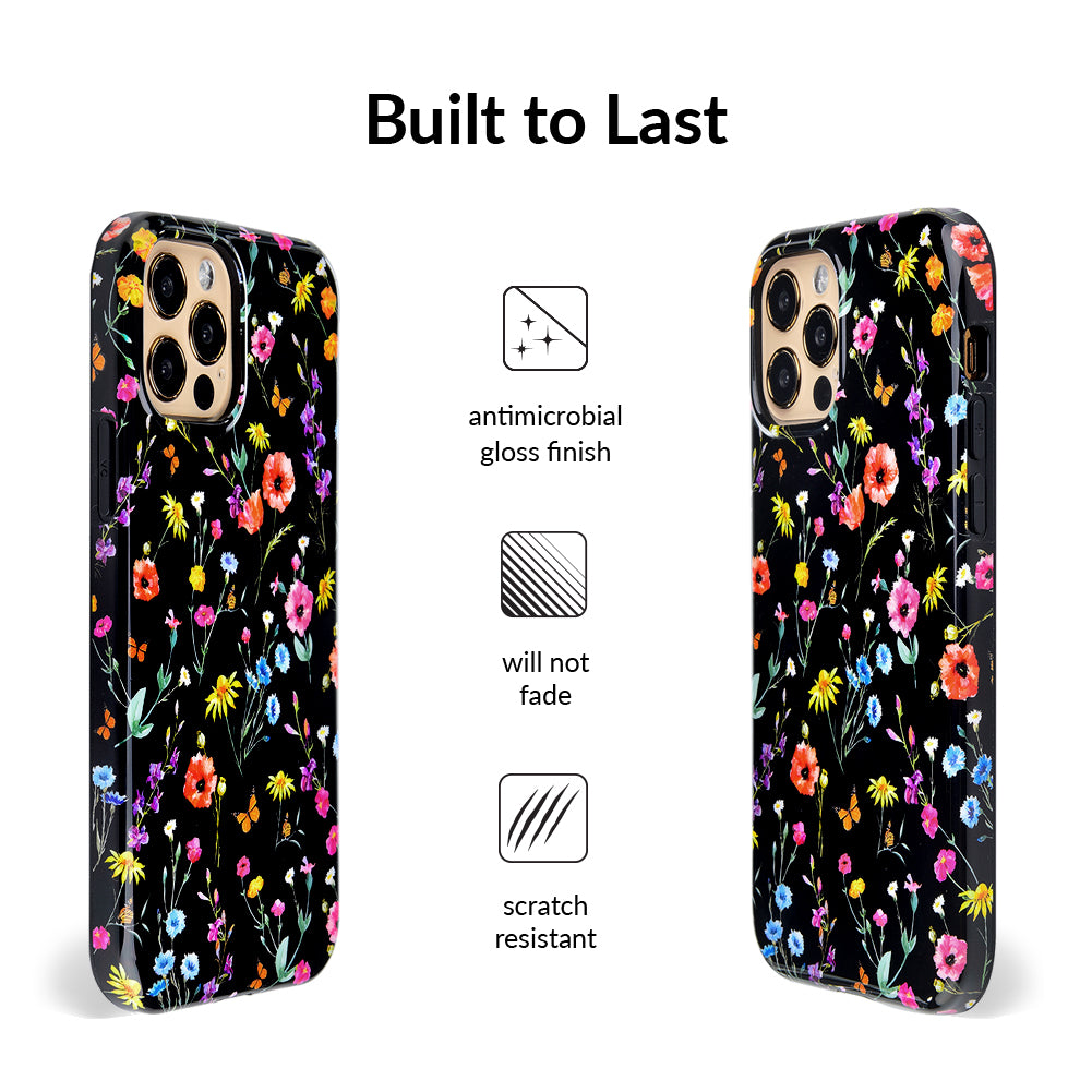 Premium Black Wildflower iPhone Case - Durable Protective Cover for iPhone [Model] - Perfect for Everyday Use, Travel & Outdoor Adventures