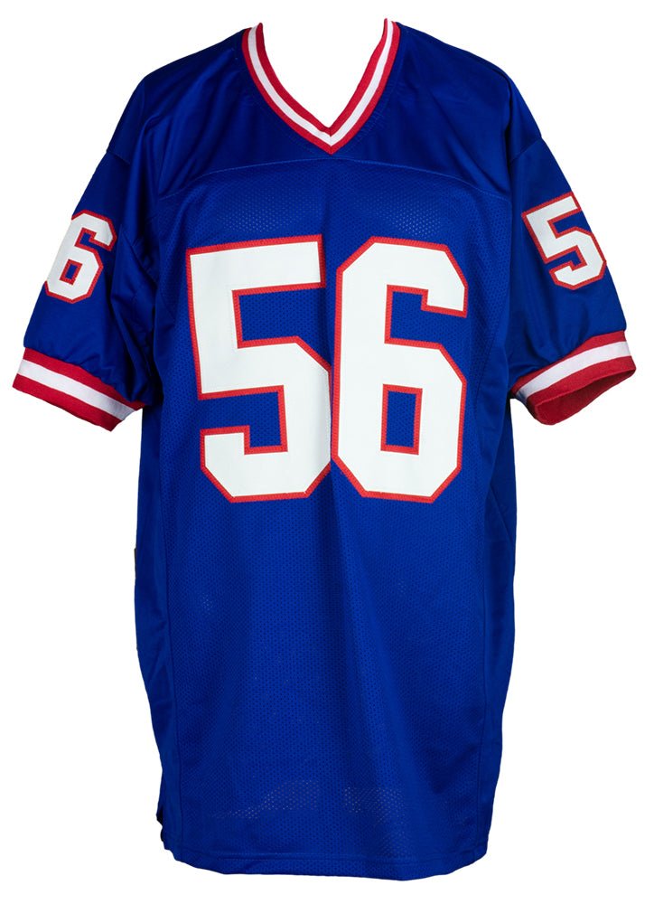 Authentic Lawrence Taylor New York Giants Signed Blue Football Jersey with JSA ITP COA - Perfect for NFL Memorabilia Collectors and Sports Fans Display