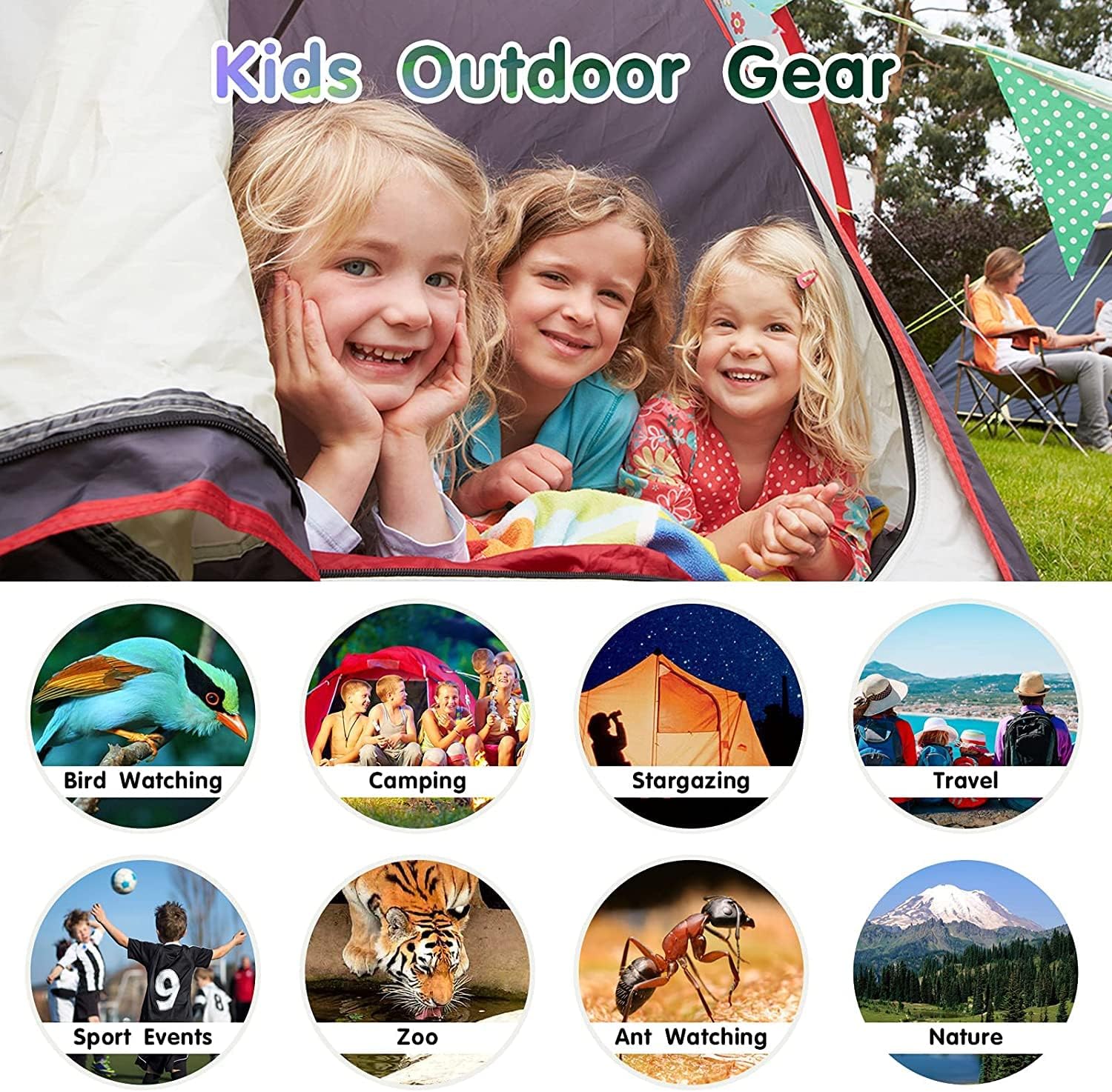 High Resolution 8x21 Compact Binoculars for Kids - Shockproof & Lightweight for Bird Watching, Hiking, Camping - Perfect Gift for Boys & Girls Outdoor Exploration, Travel & Learning Activities