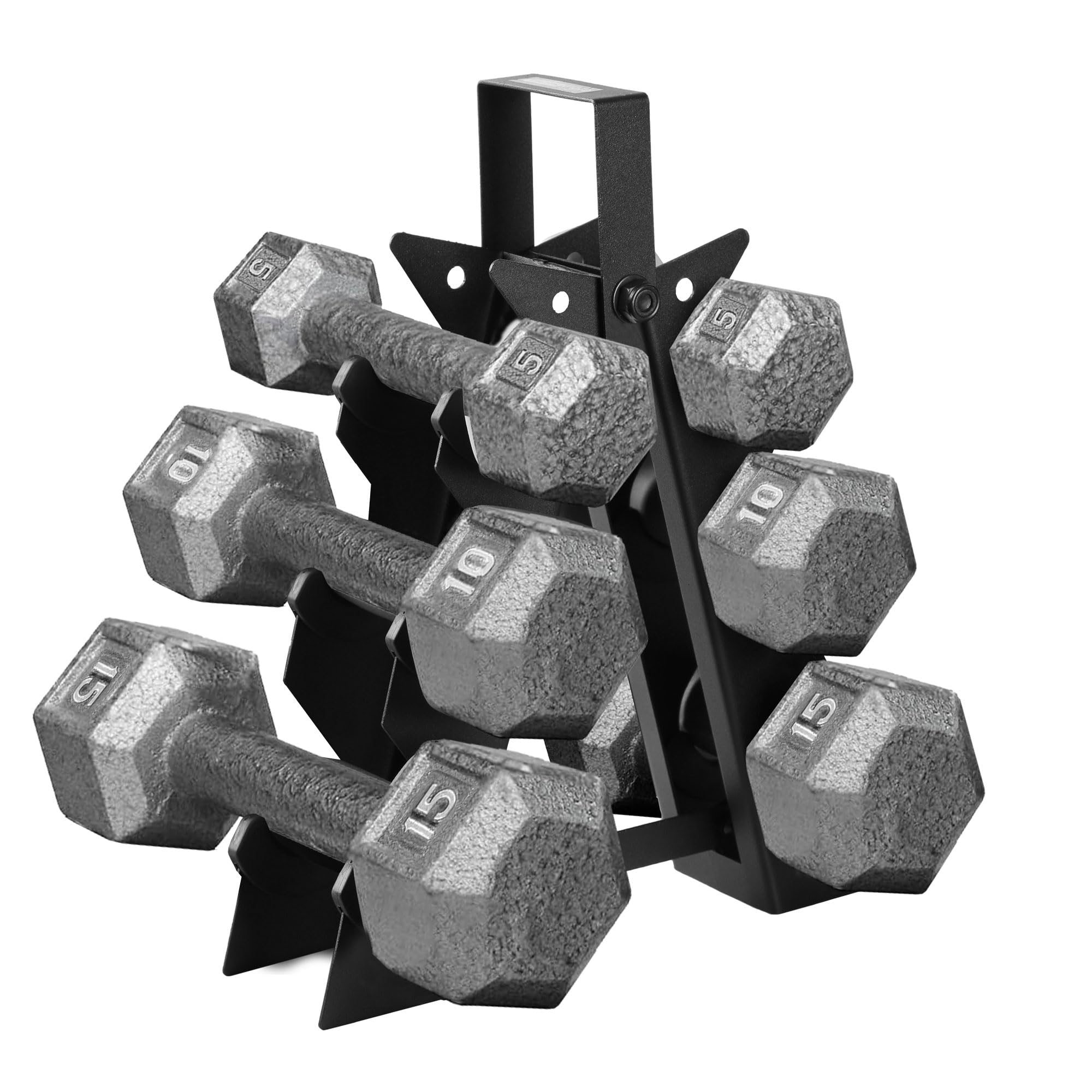 HolaHatha Hexagonal Dumbbell Set with Storage Rack - 10/15/20/25/30 lbs Free Weights for Home Gym, Strength Training & CrossFit Workouts