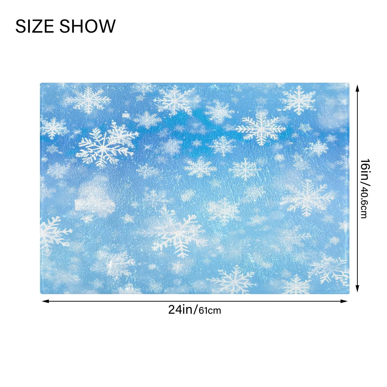 Non-Slip Blue Snowflake Bathroom Rugs Set of 2 - Ultra Soft Absorbent Washable Bath Mats for Christmas Decor, Shower & Tub Floor - Perfect for Holiday Bathroom Decorations & Winter Home Accents