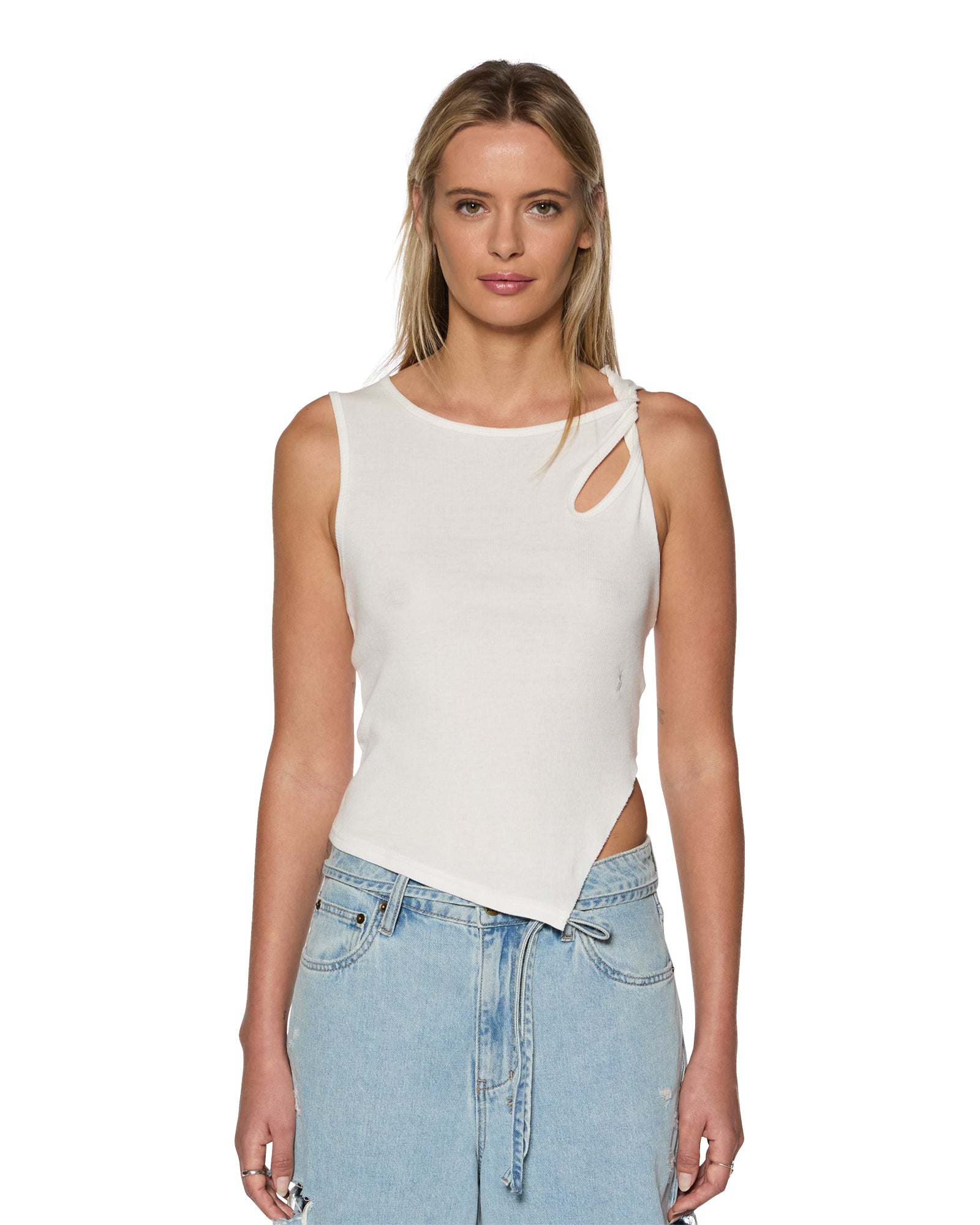 Twisted Tank Top for Women - Soft Stretch White Camisole - Perfect for Yoga, Gym & Casual Wear
