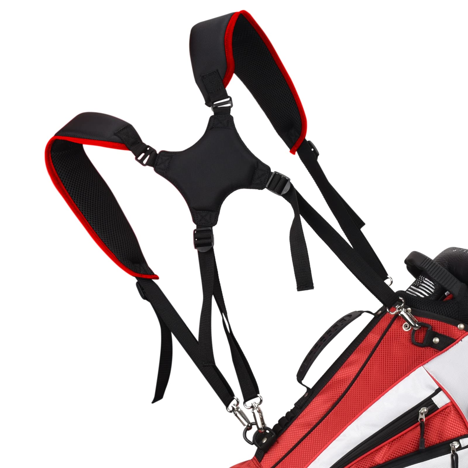 Premium Adjustable Padded Golf Bag Strap - Double Shoulder Support with 4 Rotating Hooks - Replacement Strap for Golf Bags - Perfect for Comfortable Carrying on the Course or Travel