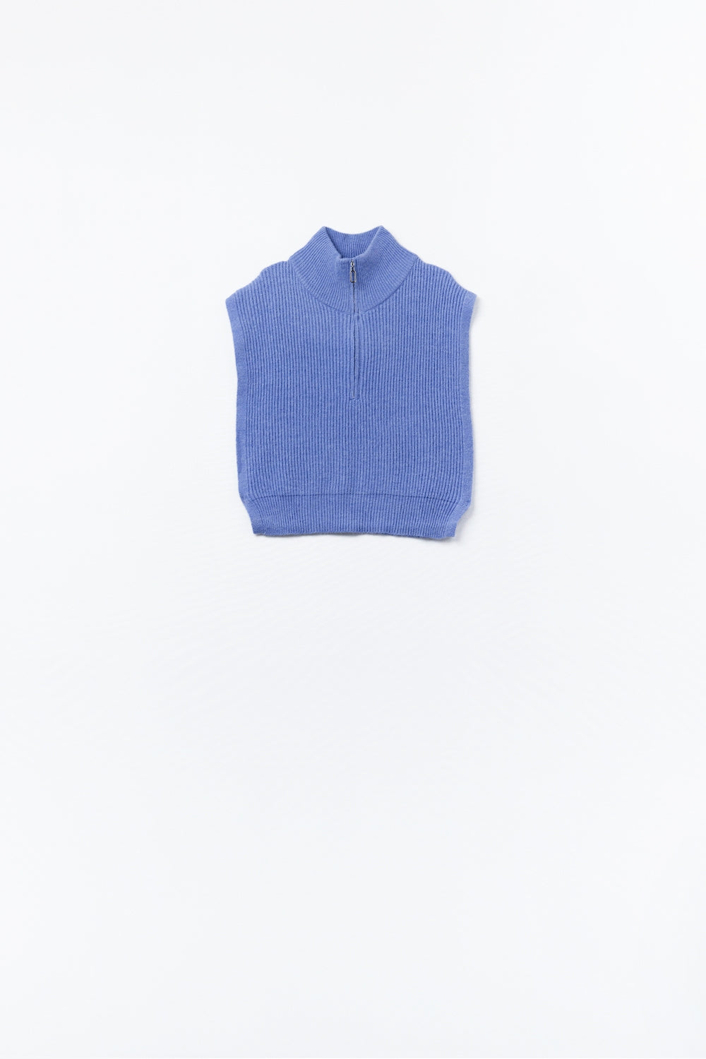 Men's Half-Zip Knit Sweater with Funnel Neck & Wide Armholes - Blue - Perfect for Casual Wear, Office & Outdoor Activities