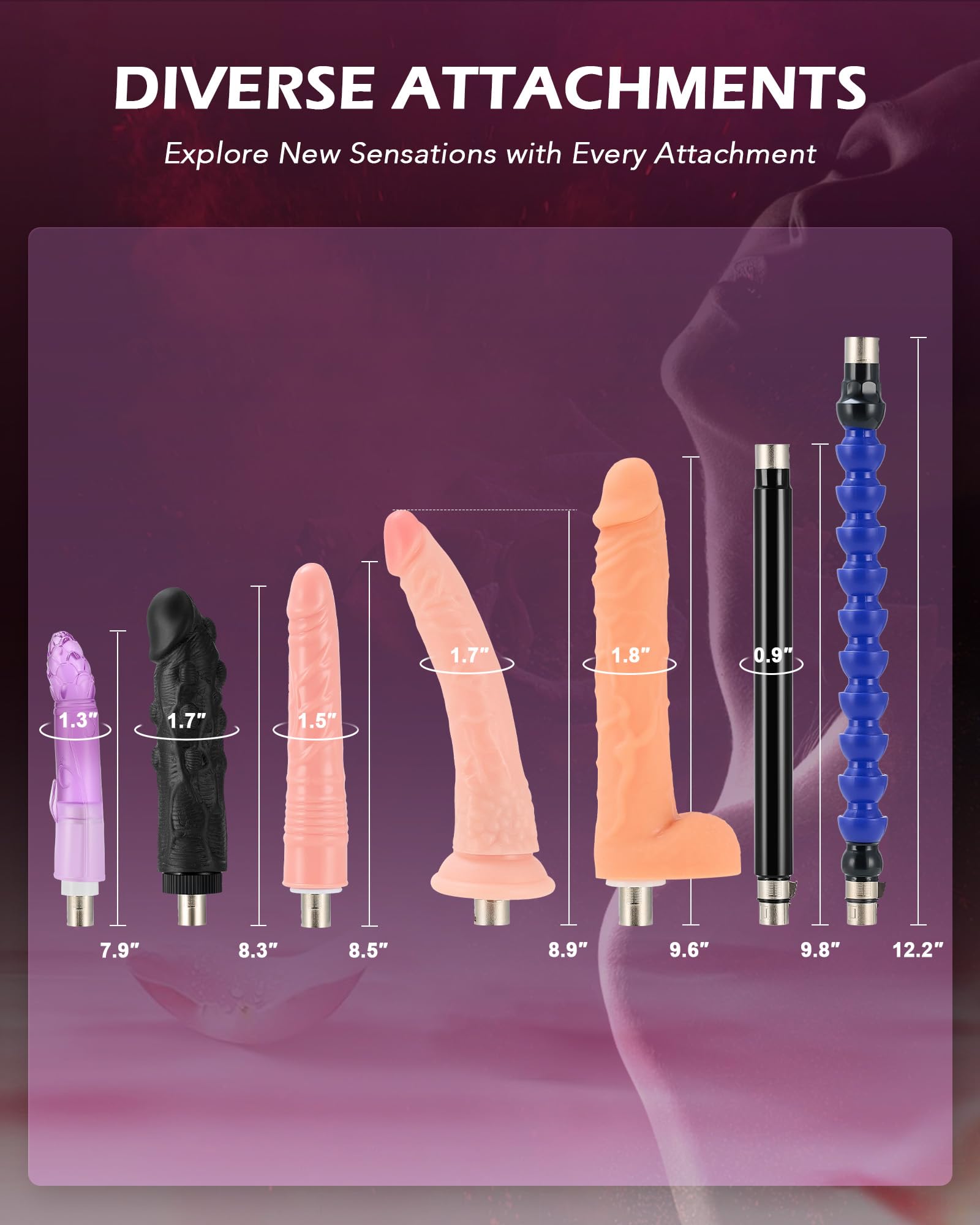 SENSUA Automatic Thrusting Sex Machine for Women & Men - 7 Attachments, Remote Control - Adult Sex Toy for Couples, Vaginal & Anal Stimulation - Perfect for Solo Play, Couples Fun & Massage