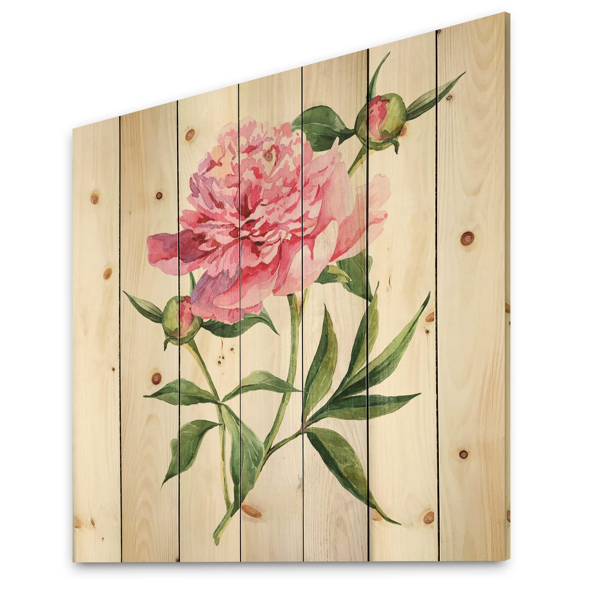 Vintage Pink Peonies Wood Wall Art - Handcrafted Traditional Floral Decor, Large Pine Wood Wall Panel for Living Room, Bedroom & Office Decoration