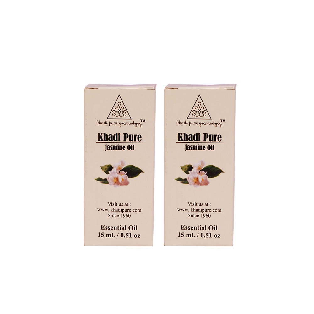 Khadi Pure Jasmine Essential Oil - 15ml (Pack of 2) | 100% Natural Aromatherapy Oil for Relaxation, Massage & Skin Care | Perfect for Diffusers, DIY Beauty & Home Fragrance