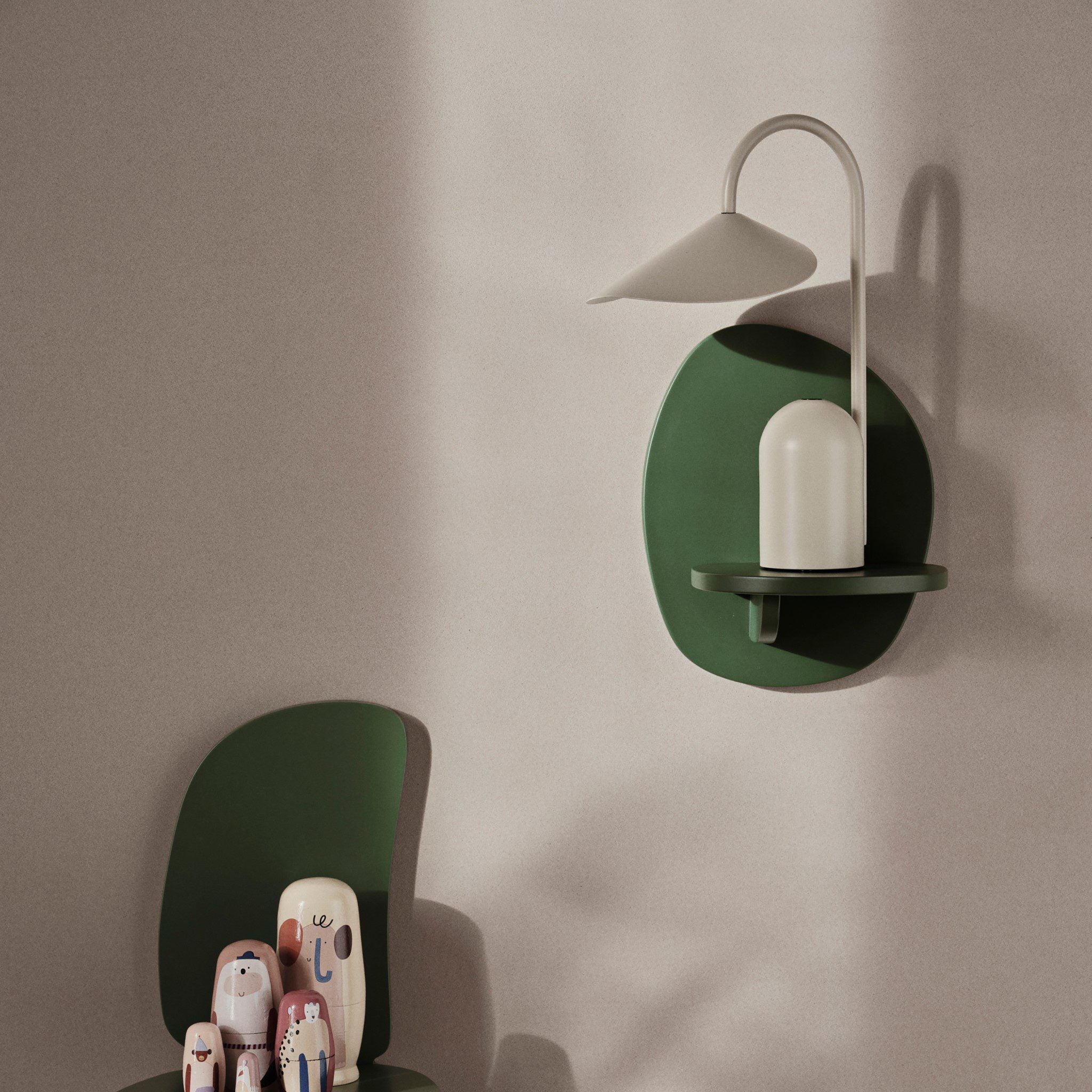 FERM LIVING Arum Portable Lamp - Cashmere Color, Rechargeable LED Table Light for Bedroom, Living Room, and Outdoor Use