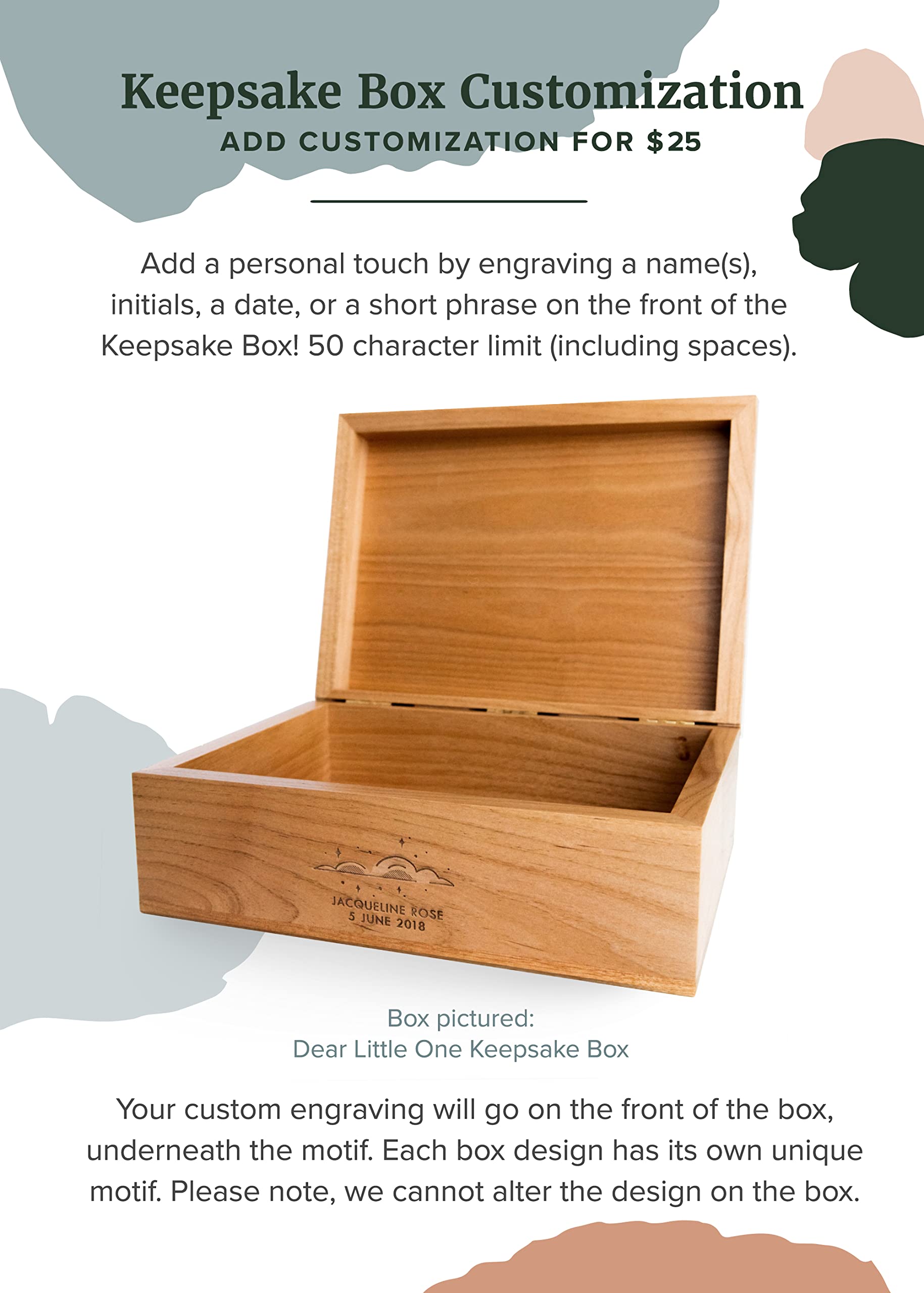 Personalized Floral Monogram Wooden Keepsake Box - Custom Engraved Gift for Anniversary, Wedding, Baby Shower & Memory Storage | Perfect for Jewelry, Photos and Special Mementos
