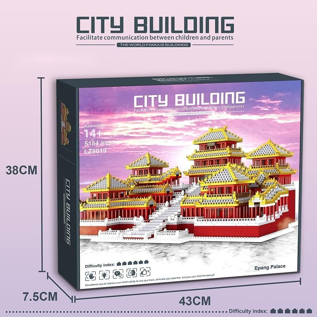 Epang Palace Architecture Model Kit - 5184Pcs Ancient Chinese Street Scene Nano Building Blocks, Collectible Construction Set for Adults & Kids (Not Lego Compatible) - Perfect for Home Decoration, Gift Giving & Historical Display
