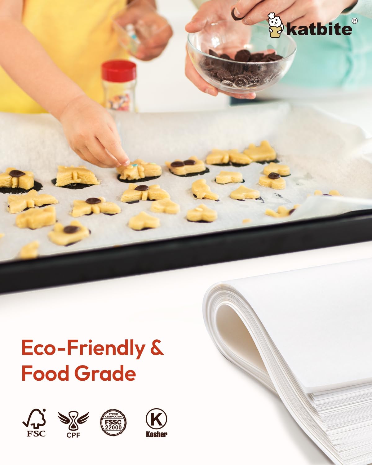 Katbite 16x24 Inch Heavy Duty Parchment Paper Sheets - 100Pcs Precut Non-Stick Baking Paper for Oven, Grill & Air Fryer | Perfect for Cookies, Roasting, Steaming & Meal Prep | Commercial & Home Kitchen Use