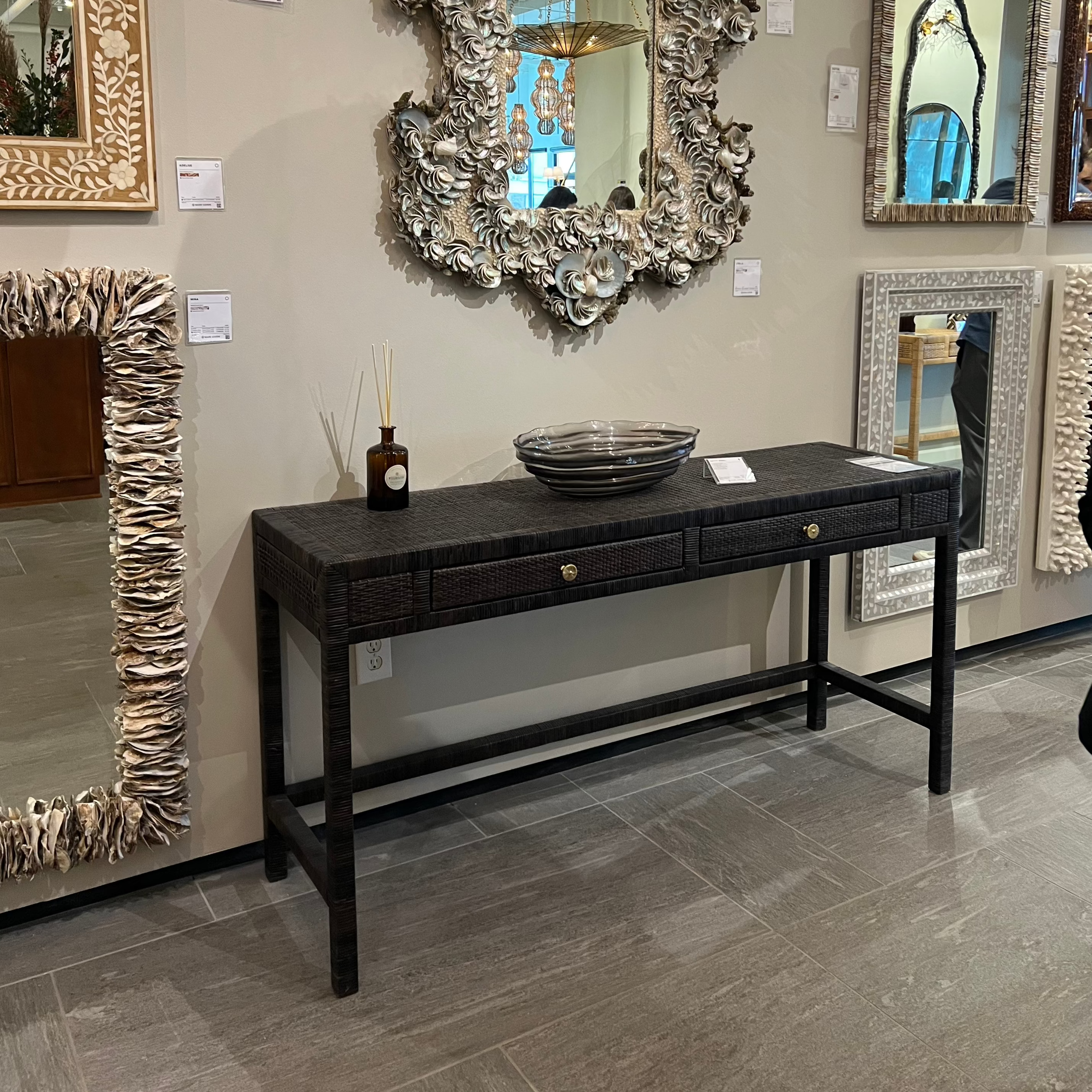 Isla Console Table - Onyx Peeled Rattan Entryway Table with Multiple Size Options - Perfect for Living Room, Hallway, or Bedroom Decor