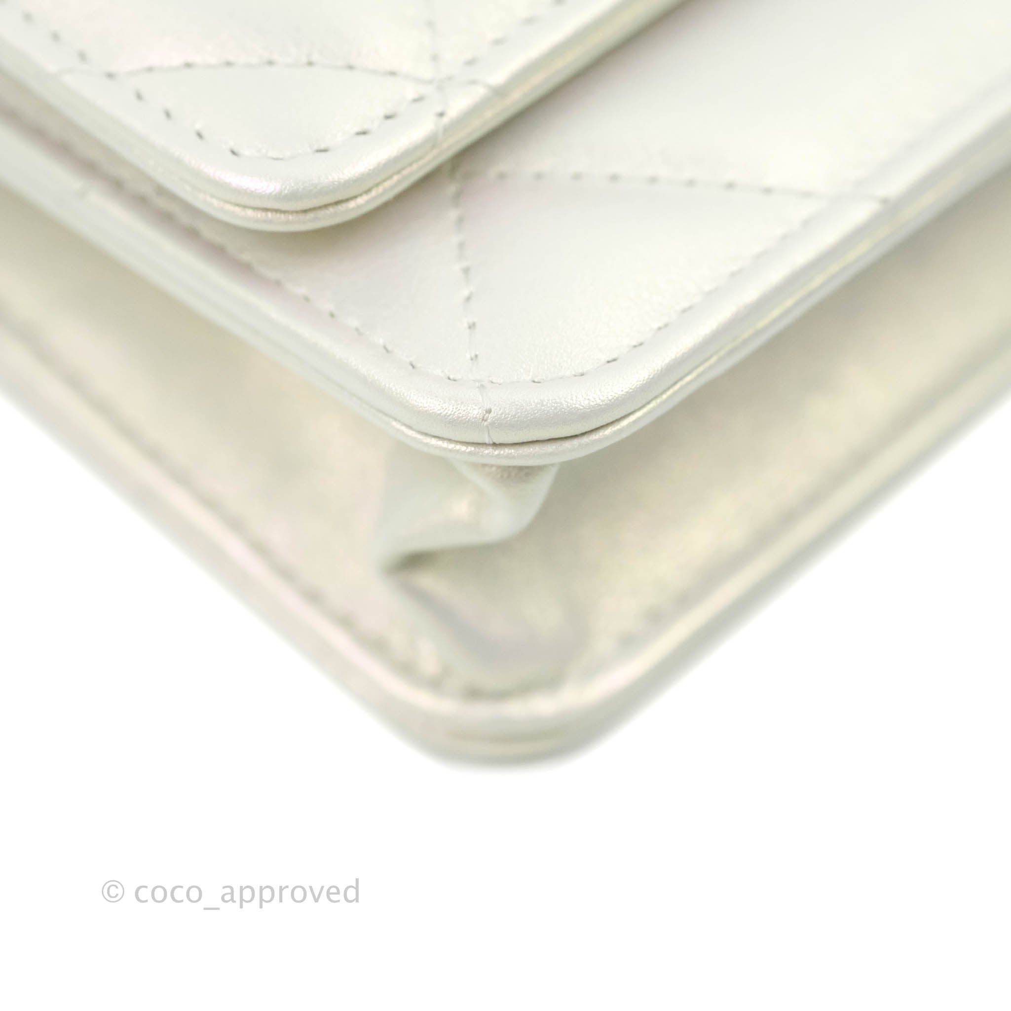 Chanel 19 Quilted Wallet on Chain WOC in Iridescent White with Mixed Hardware - Luxury Crossbody Bag for Women, Perfect for Evening Events & Daily Use