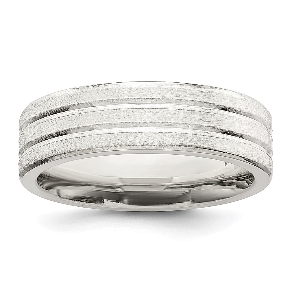 925 Sterling Silver 6mm Brushed Flat Grooved Wedding Band Ring - Size 7 Women's Fine Jewelry - Elegant Bridal, Anniversary & Gift for Her - Perfect for Weddings, Engagements & Special Occasions