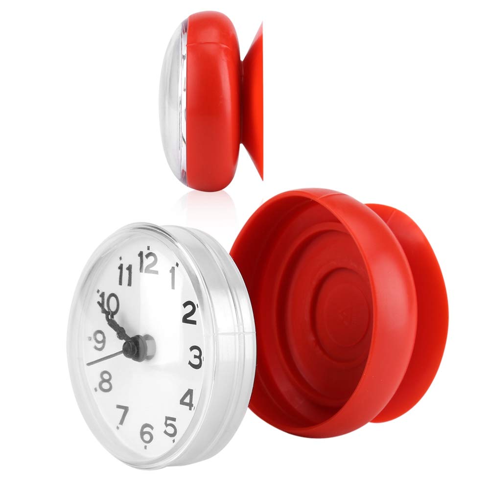 Waterproof Bathroom Clock with Suction Cup - Silent Non-Ticking Wall Clock for Shower, Kitchen & Bathroom (Red) - Perfect for Spa, Gym, Pool Area & Home Decor
