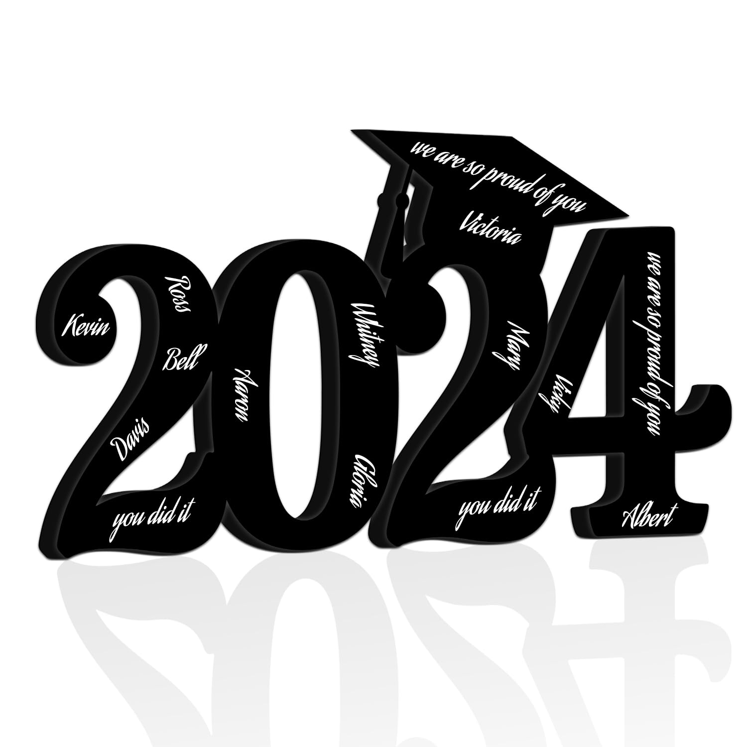 Class of 2024 Graduation Party Decorations - Black Wood Signature Board & Guest Book for Graduation Sign Booth - Perfect for Graduation Party Supplies, Photo Props and Memorable Keepsakes