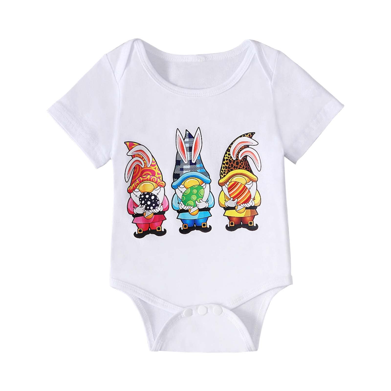 Cartoon Printed White Romper Jumpsuit for Toddler Girls & Boys - Summer Baby Clothes Overalls for Playtime & Outdoor Activities