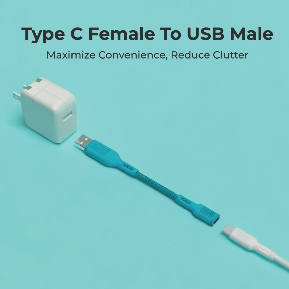 BLACK+DECKER USB C to USB Adapter (2 Pack) - Type C Female to USB A Male OTG Cable - Compatible with MacBook Pro/Air, iPhone 16/15, Samsung Galaxy S24/S23/S22 - Fast Data Transfer for Laptops, Phones & Tablets - Perfect for Office, Travel & Home Use