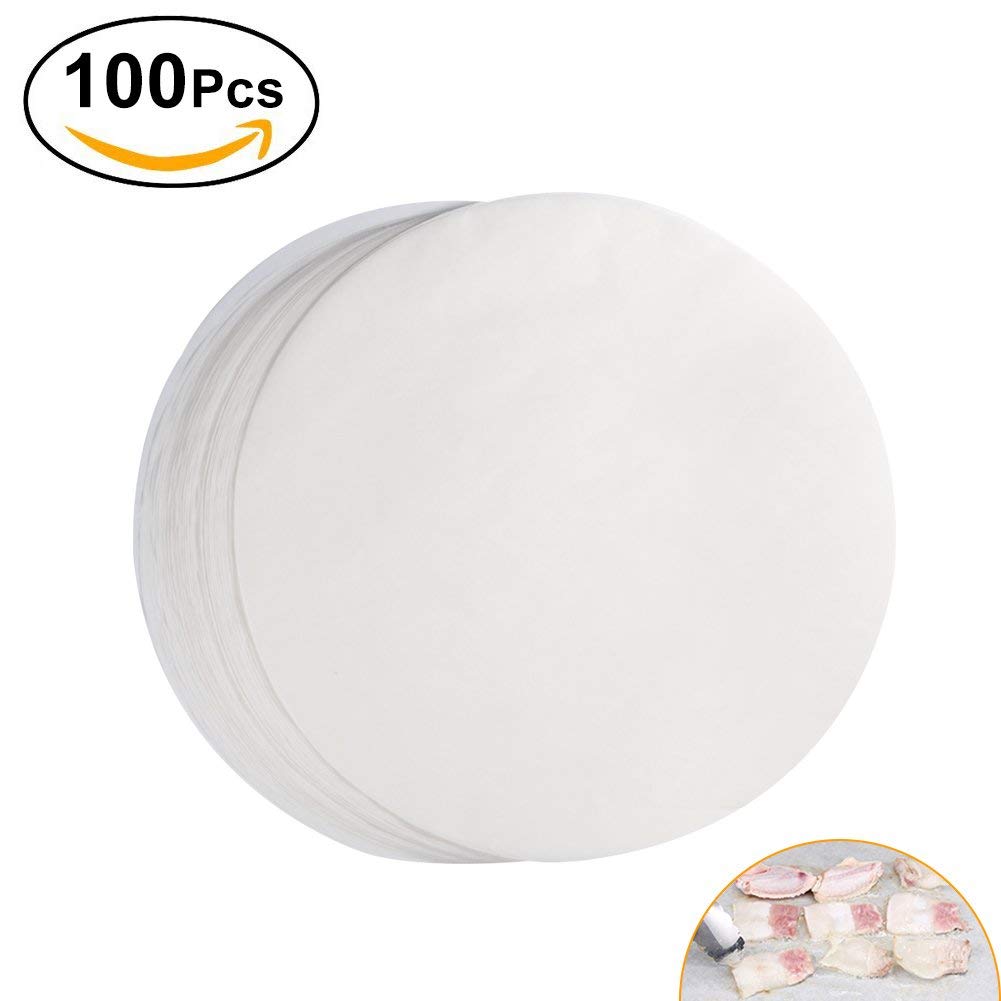 100Pcs Non-Stick BBQ Barbecue Aluminum Foil Sheets, 11 Inch Round Baking Parchment Paper for Grilling, Baking Cakes, Cooking, Air Fryer & Steaming - Perfect for Backyard BBQs, Party Baking & Healthy Meal Prep