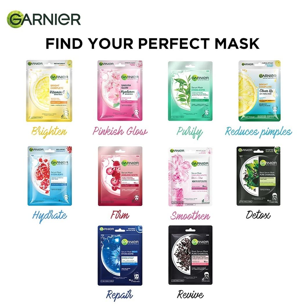 Garnier Bright Complete Anti-Pimple Sheet Mask with Salicylic Acid, Niacinamide & Vitamin C - Clear, Hydrated & Glowing Skin Treatment for All Skin Types | Perfect for Acne-Prone, Oily & Combination Skin Care Routine