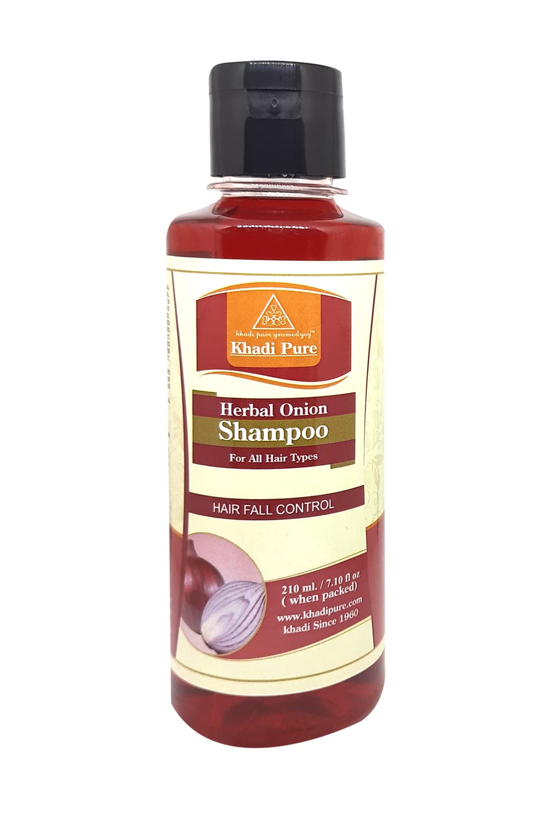 Khadi Pure Herbal Onion Shampoo 210ml - Natural Hair Growth Treatment for Thicker, Stronger Hair - Sulfate Free & Chemical Free - Ideal for Daily Use & Hair Loss Prevention