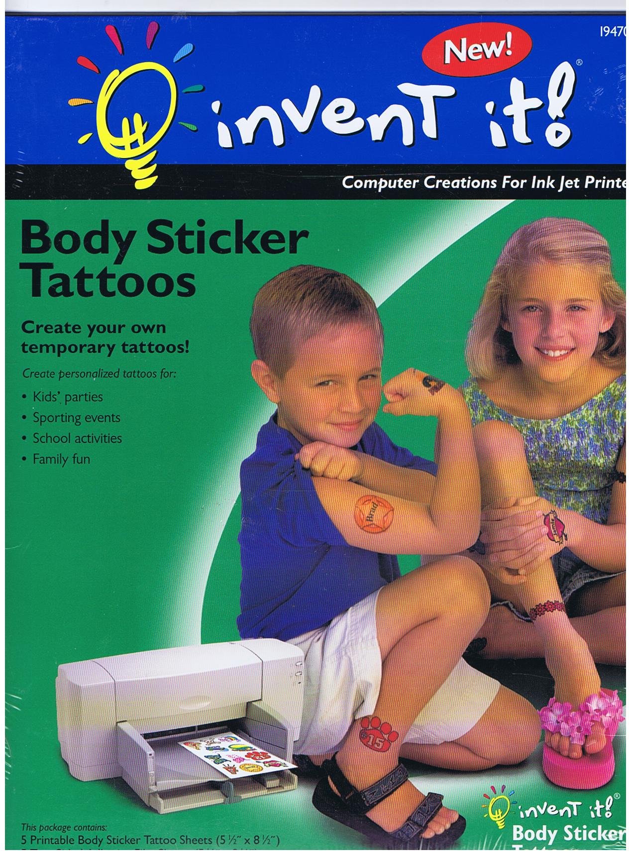 Invent It! Body Sticker Tattoos - Fun Temporary Tattoos for Kids & Adults - Waterproof & Safe for Skin - Perfect for Parties, Halloween & Costume Events