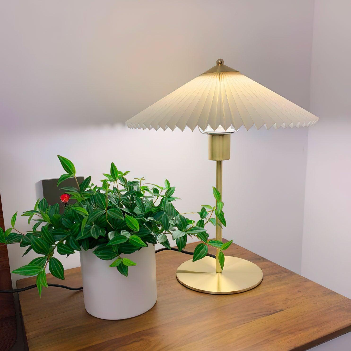 Perla Pleated Table Lamp - Modern Bedside & Living Room Lighting for Home Decor - Soft Glow Accent Light for Bedroom, Office, or Study