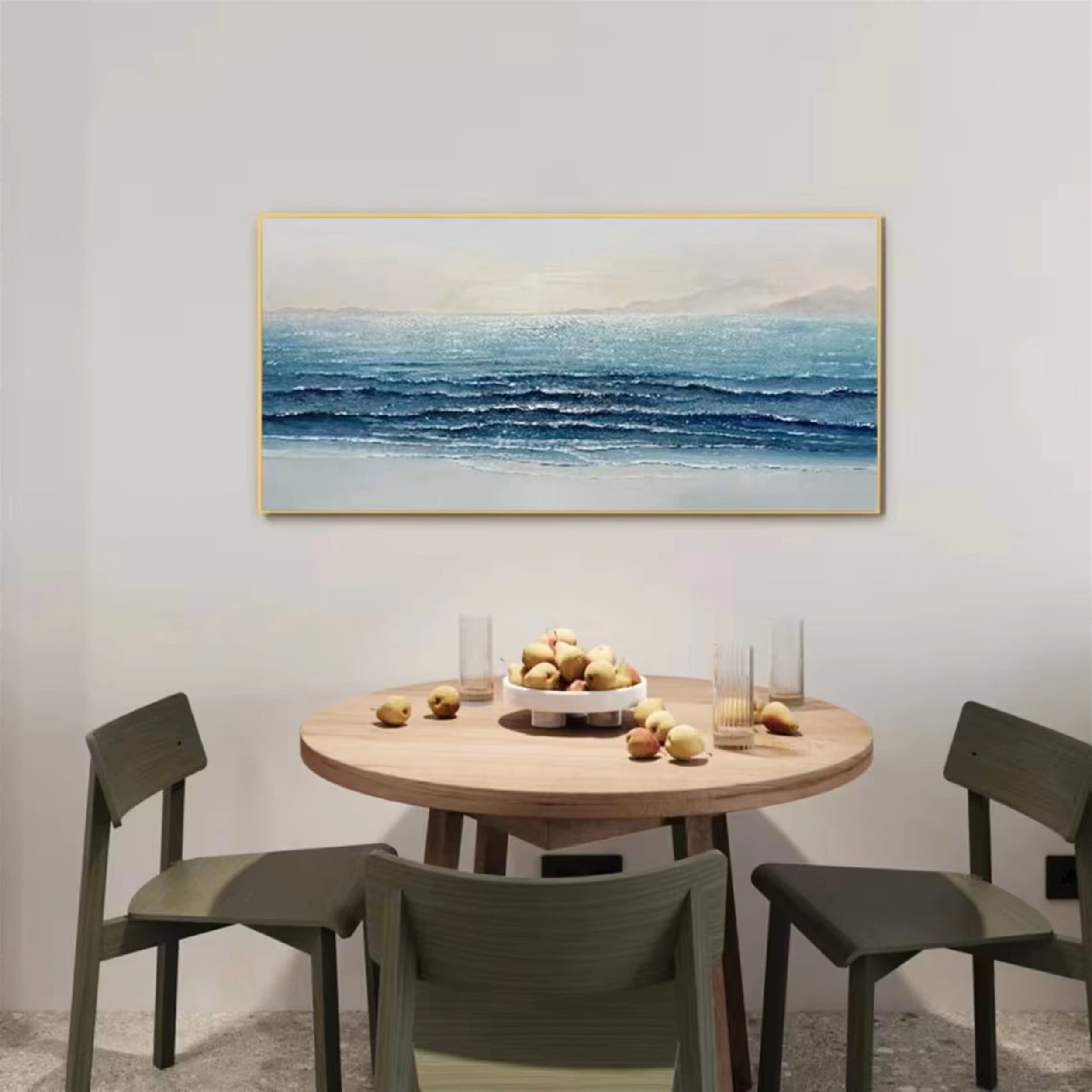 Ocean and Sky Painting #OS 068 - Handmade Seascape Wall Art for Home Decor, Office, Living Room & Bedroom