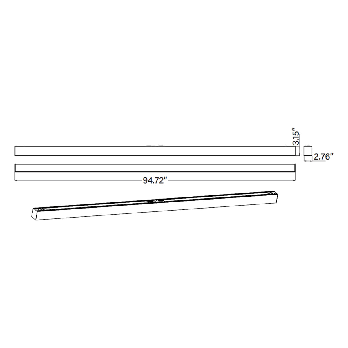 8ft LED Linear Light Fixture - 80W, 10400 Lumens, 5 CCT Selectable (3000K-5000K), 120-277V, Black - Perfect for Warehouses, Garages & Commercial Lighting