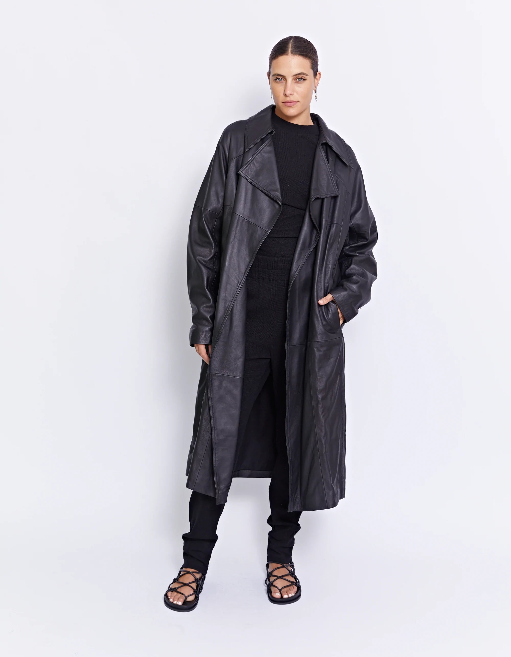 Premium Genuine Leather Trench Coat for Men & Women - Classic Waterproof Windbreaker with Belt - Perfect for Fall, Winter & Formal Occasions