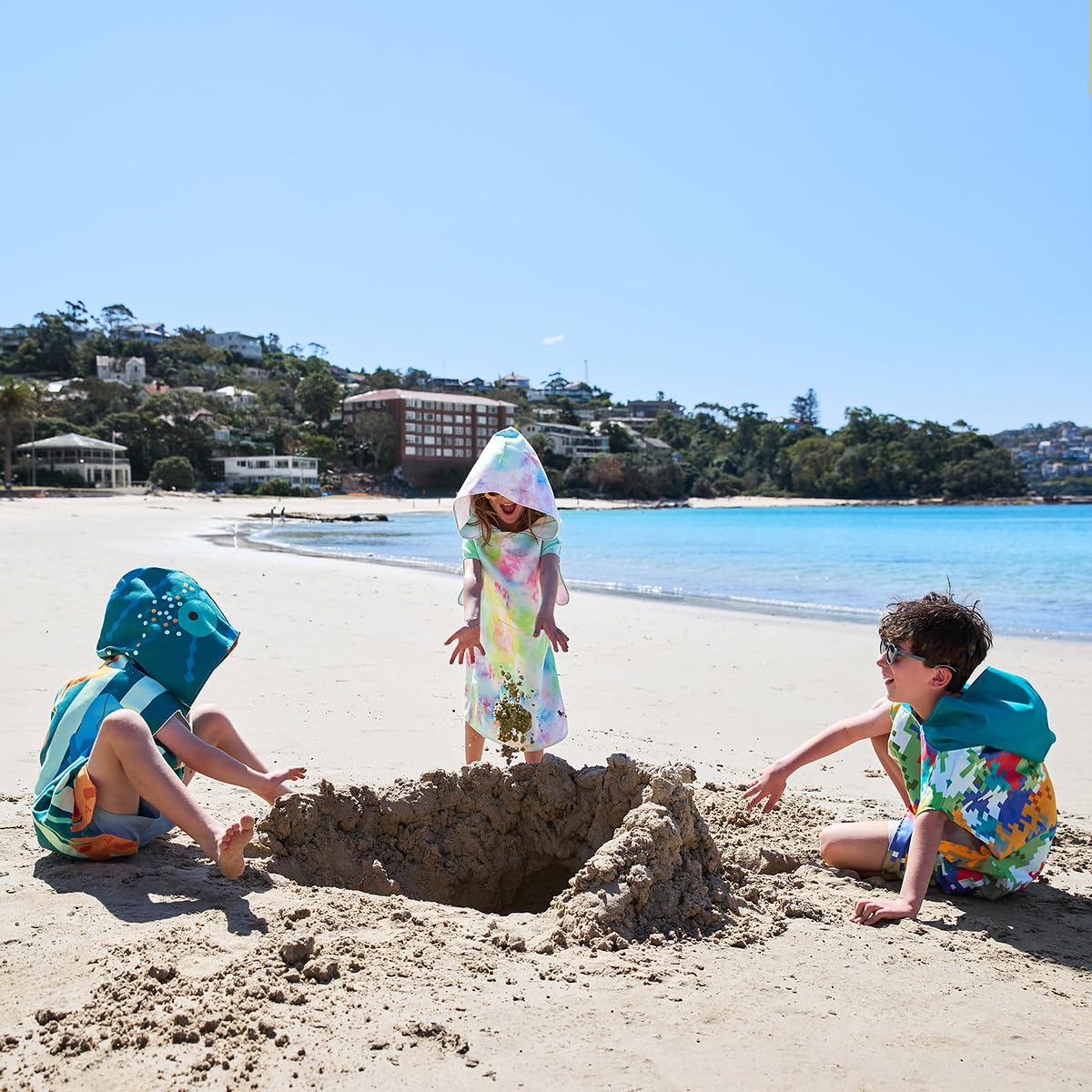 Dock & Bay Kids Hooded Poncho - Super Absorbent Quick Dry Beach Towel for Swimming Pool & Outdoor Activities - Compact Lightweight Travel Towel with Carry Bag - Mini Collection in Multiple Sizes - Perfect for Beach Vacation, Camping & Water Sports
