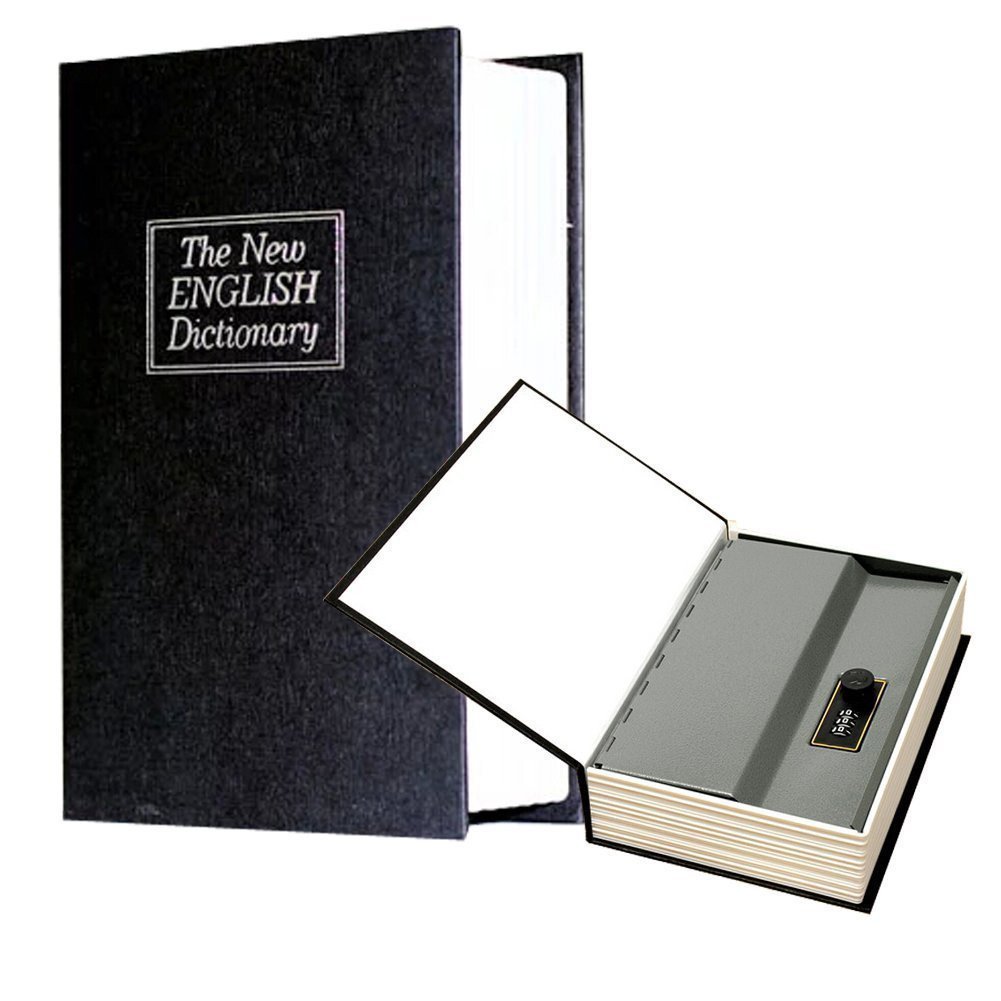 ELEOPTION® Medium Red Home Security Dictionary Book Safe with Combination Lock - Hidden Storage for Cash, Jewelry, Passports & Valuables - Perfect for Travel, Office & Emergency Use