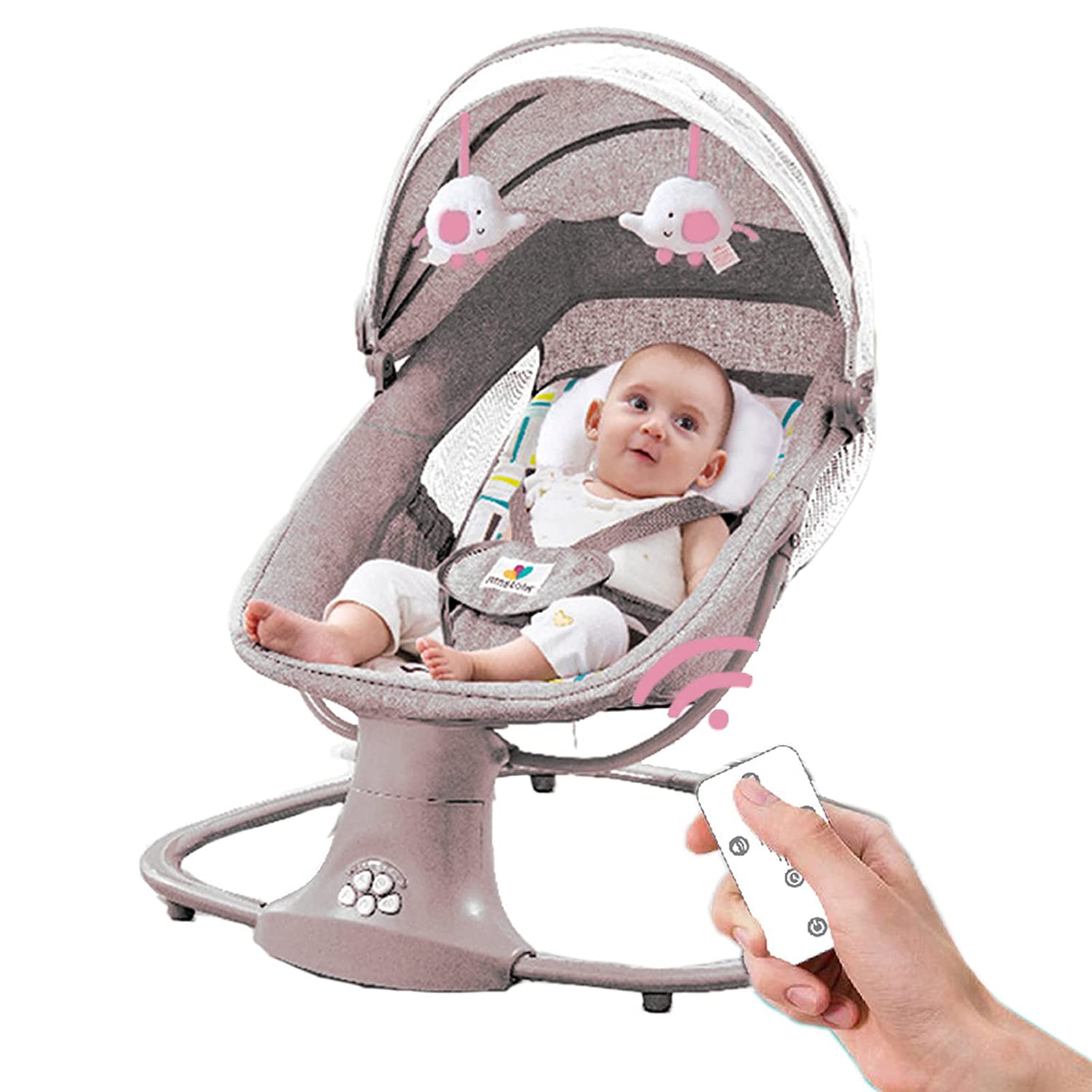 Electric Baby Swing with Bluetooth Music & 5 Speed Settings - Portable Adjustable Infant Rocker with Remote Control, Lullabies & Soothing Vibration - Perfect for Nursery, Daycare & On-the-Go Parenting (Pink)