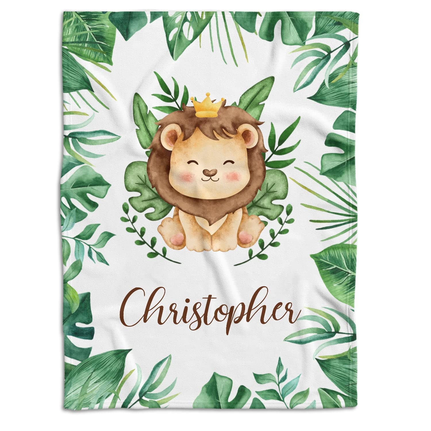 Personalized Baby Name Blankets - Custom Lion & Woodland Swaddle Blankets for Boys, Soft Lightweight Newborn Infant Toddler Blanket - Perfect for Nursery, Gift & Photo Shoots
