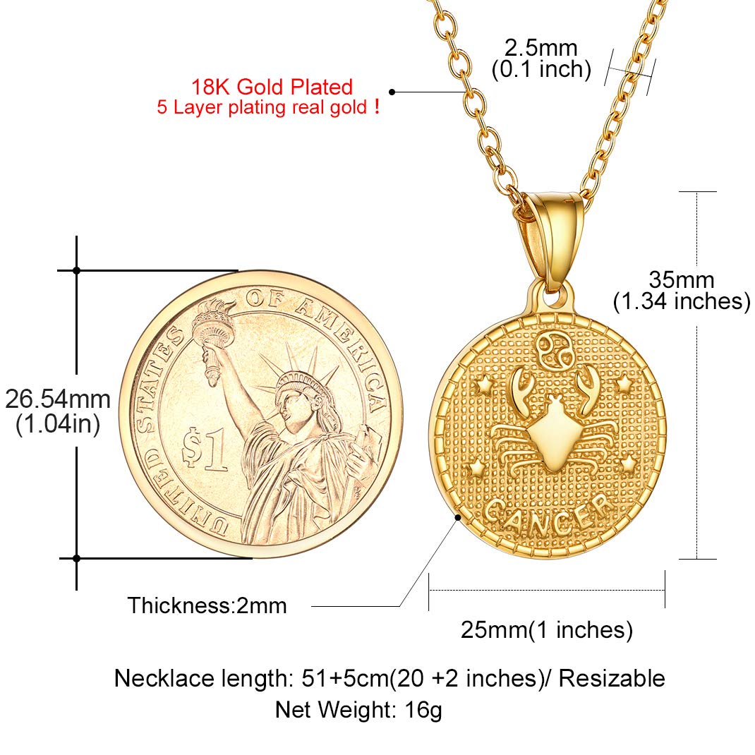 GOLDCHIC Zodiac Necklace for Women & Men - 12 Constellation Coin Horoscope Pendant, Astrology Jewelry Gift for Birthday, Anniversary & Good Luck Charm | Perfect for Daily Wear, Special Occasions & Spiritual Healing