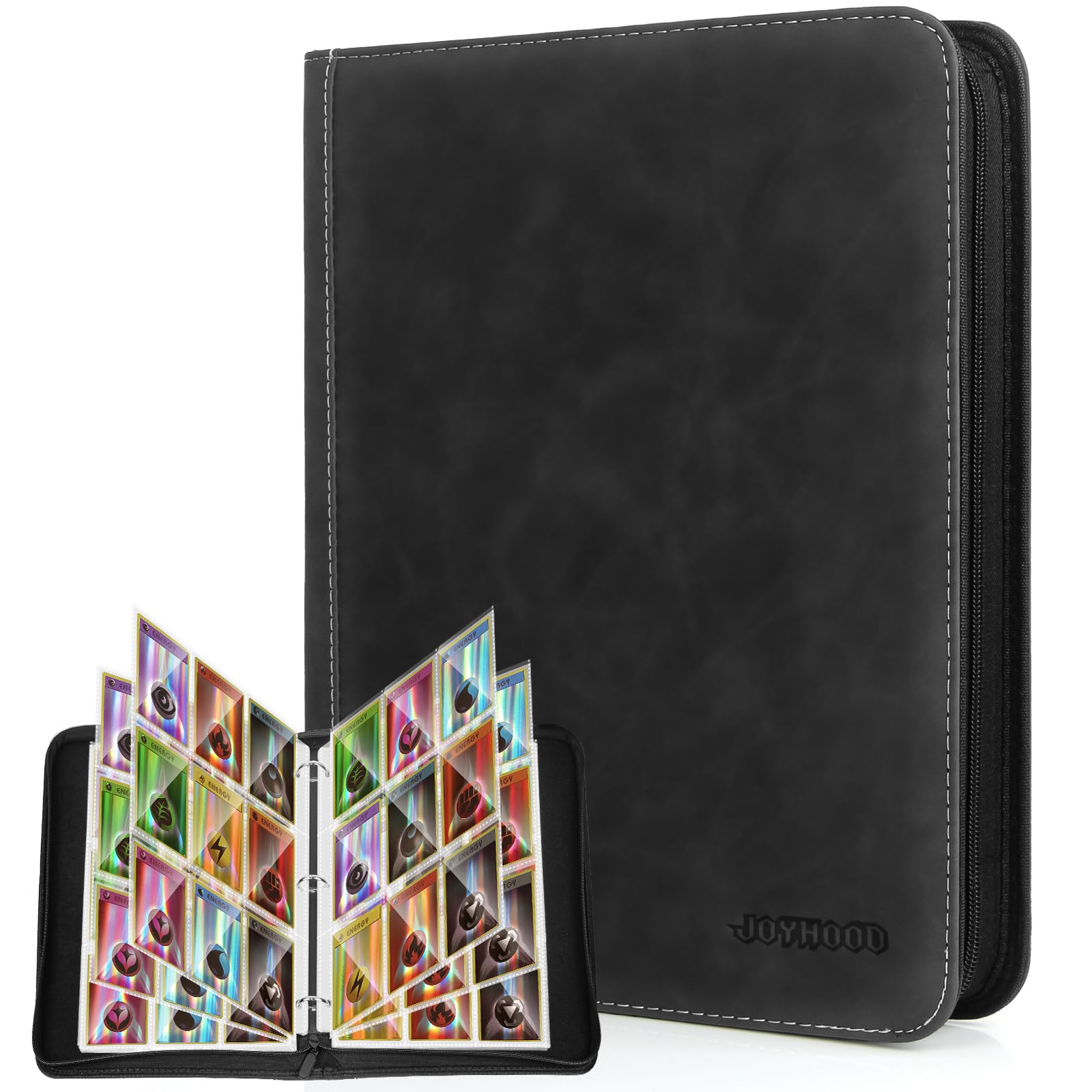 JoyHood 900-Capacity Trading Card Binder - 9-Pocket Premium Card Album Holder for TCG, MTG, Pokemon, Yu-Gi-Oh & OPCG Collectors (Black) - Perfect for Card Storage, Organization & Gaming Tournaments